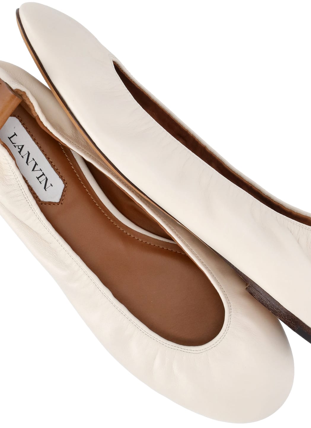 Shop Lanvin Leather Ballet Shoes In Beige