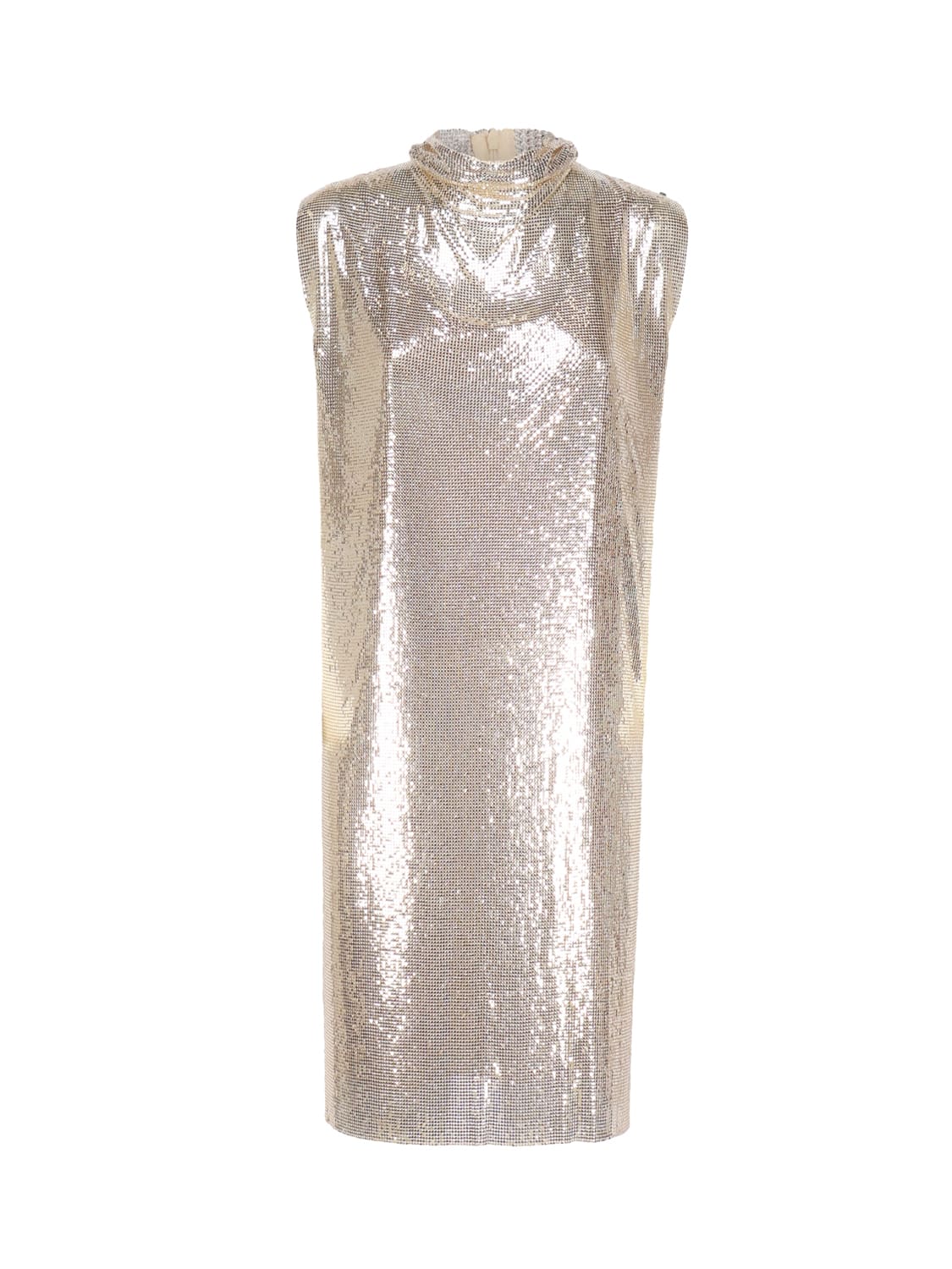 Shop Sportmax Metallic Mesh Dress With Cut Out In Antique Pink