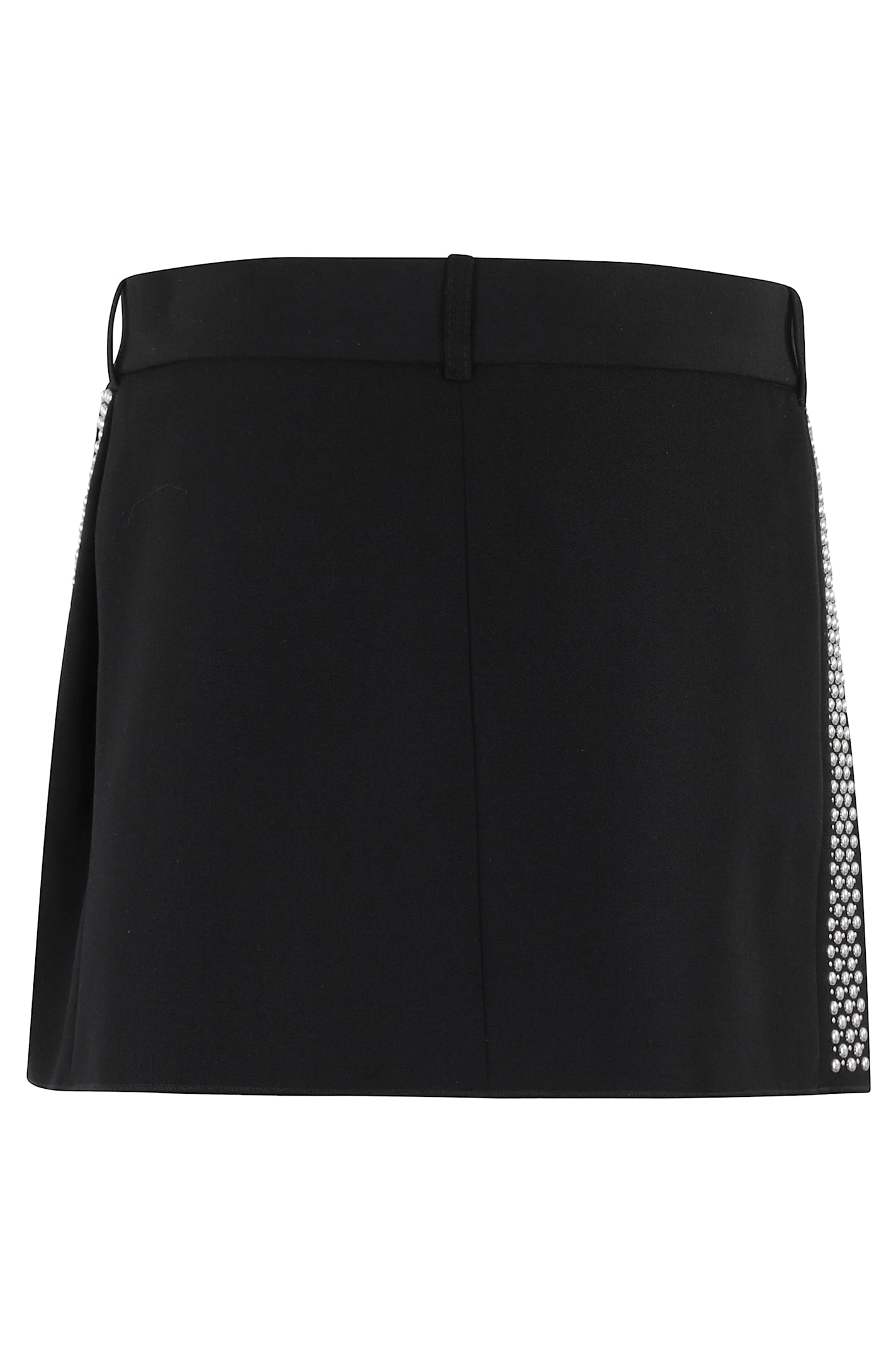 Rabanne Womens Stud-embellished Pleated Wool Mini Skirt Black In Black