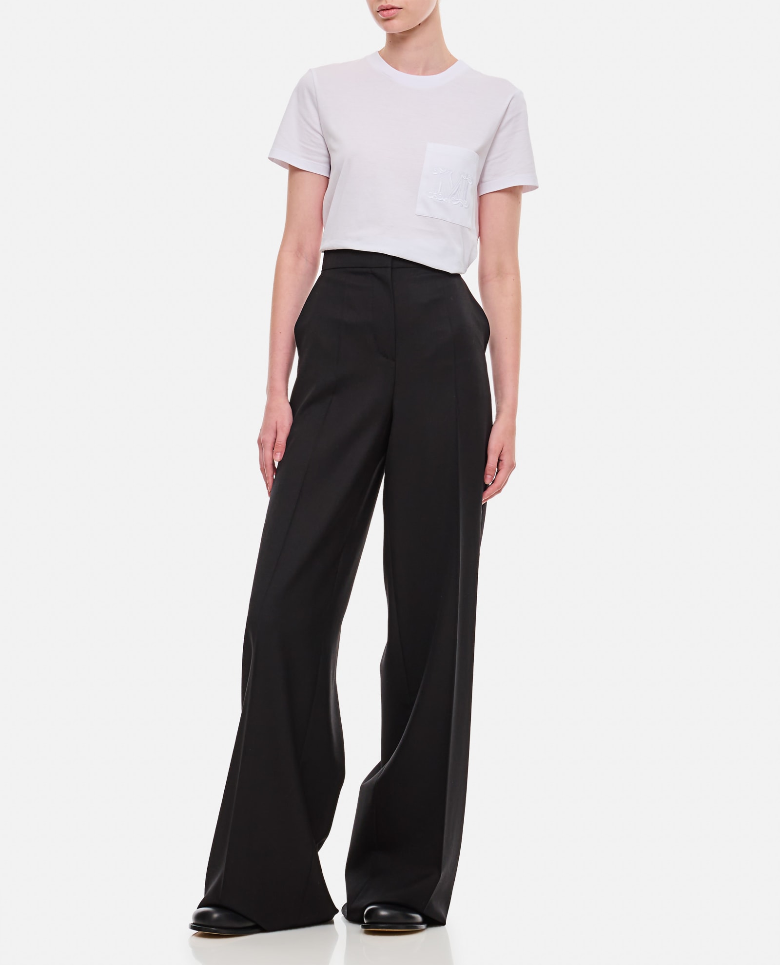 Shop Max Mara Senna Wide Leg Pants In Black