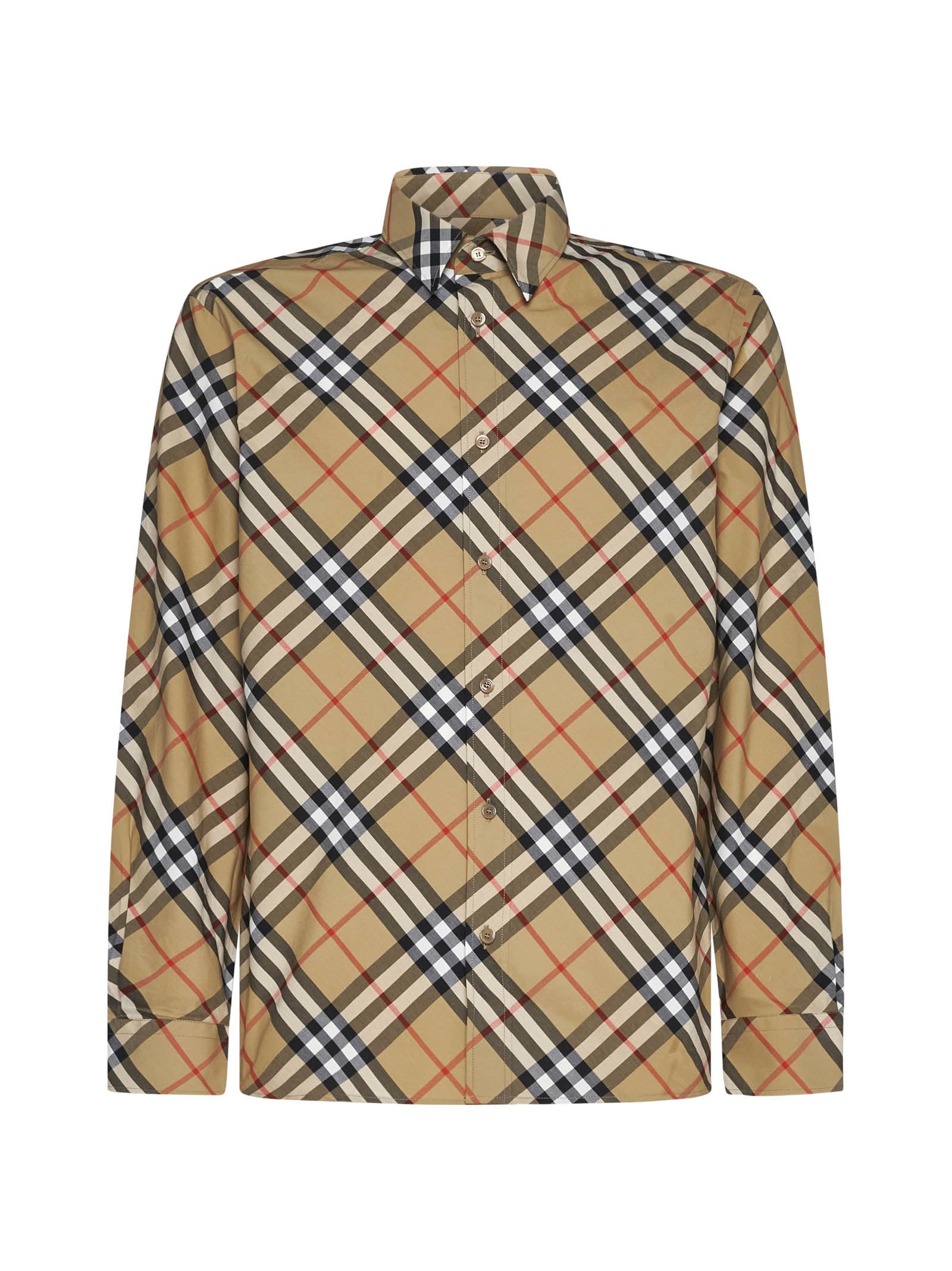 Shop Burberry Shirt In Sand Ip Check