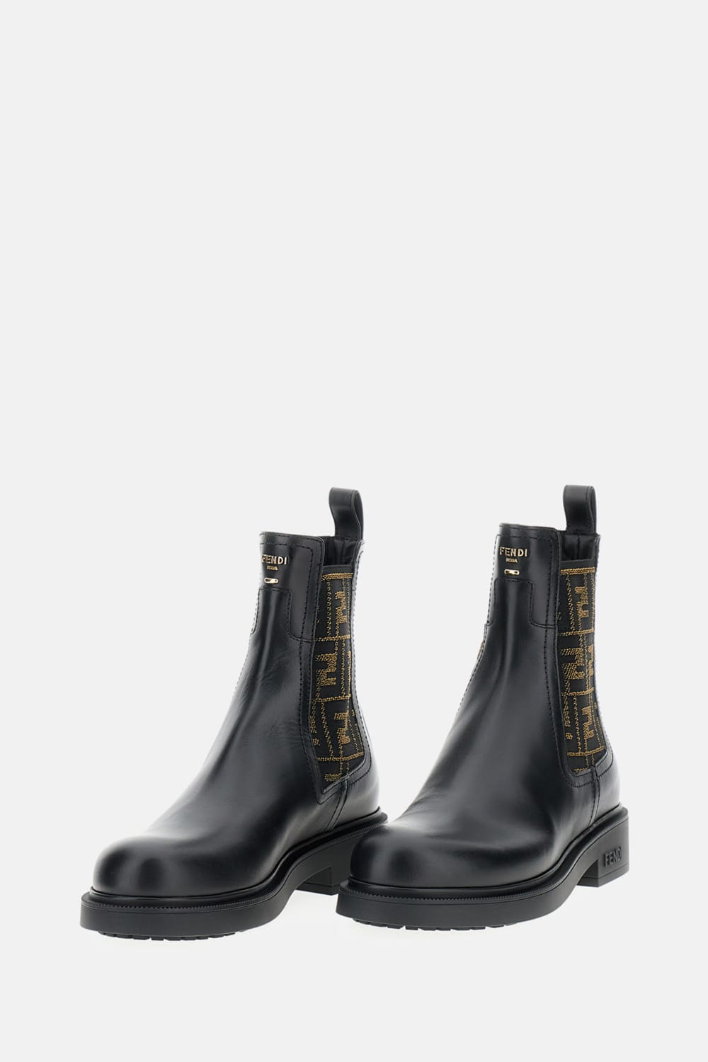 Fendi Ankle Boots With Elastic Side Panels In Black