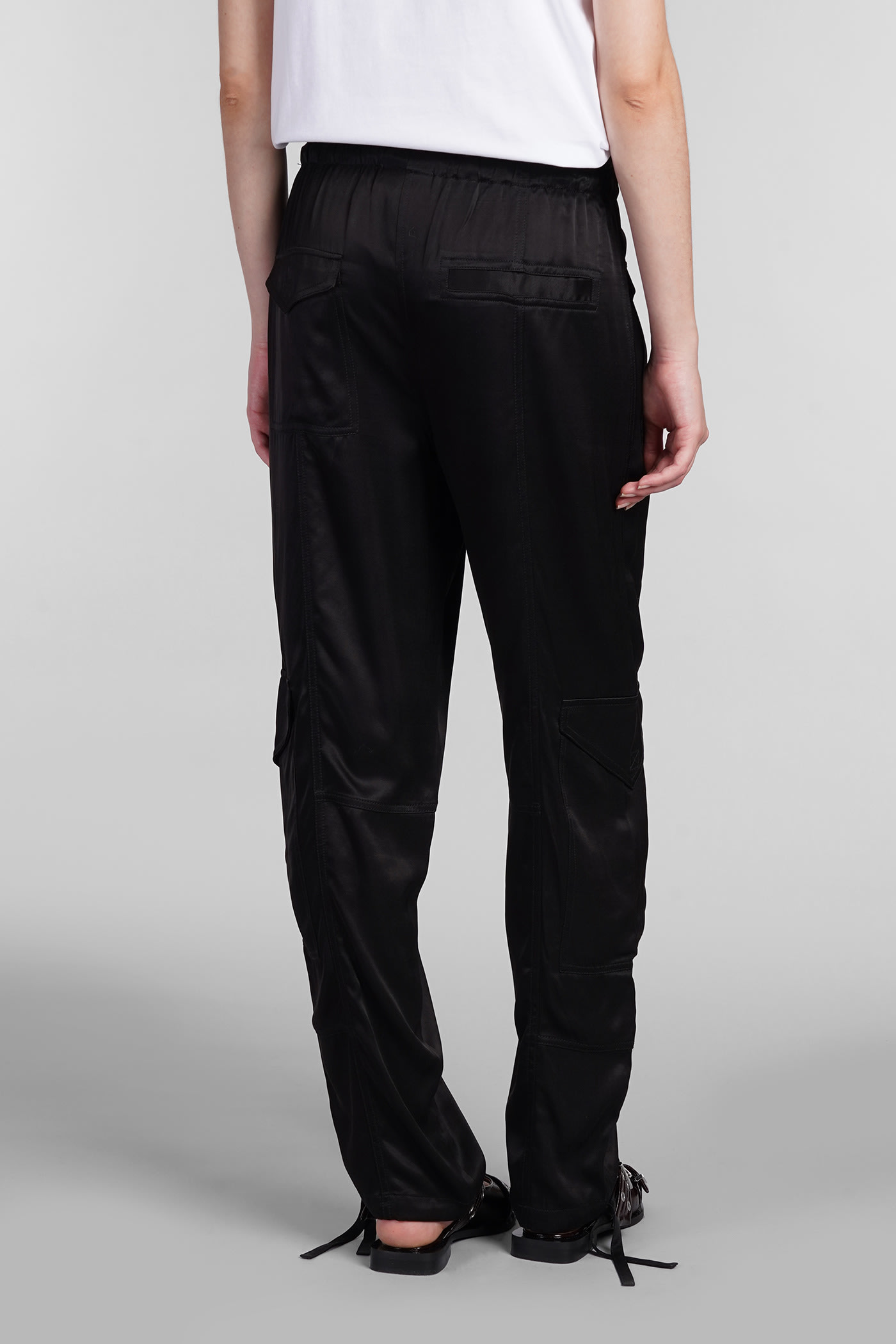 Shop Ganni Pants In Black Viscose