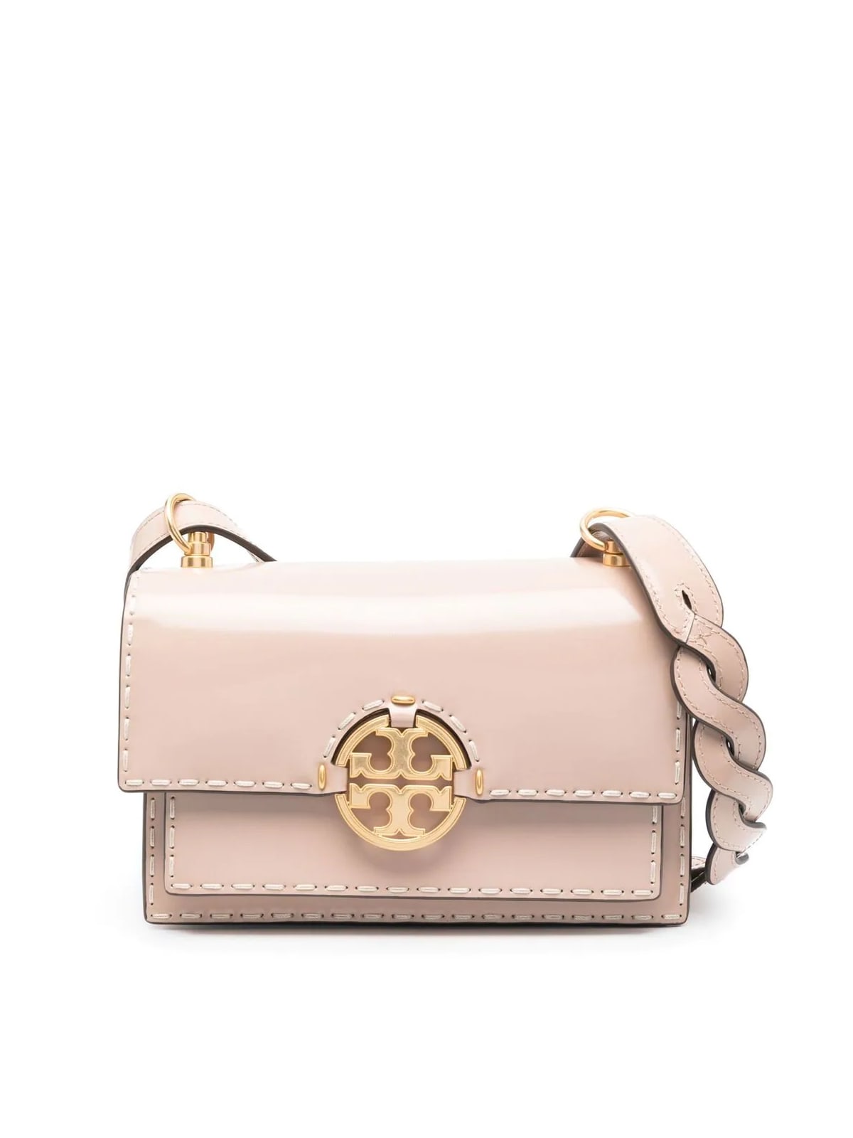 Tory Burch Miller Pick Stitch Small Flap Shoulder Bag In Devon Sand
