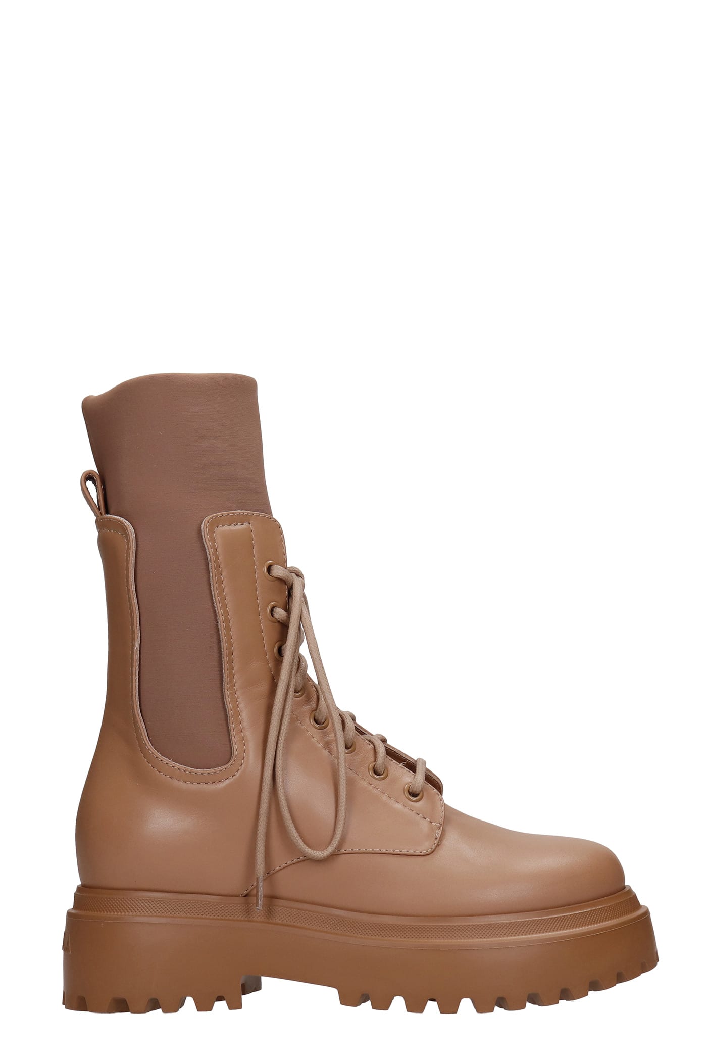 Le Silla Combat Boots In Leather Color Leather