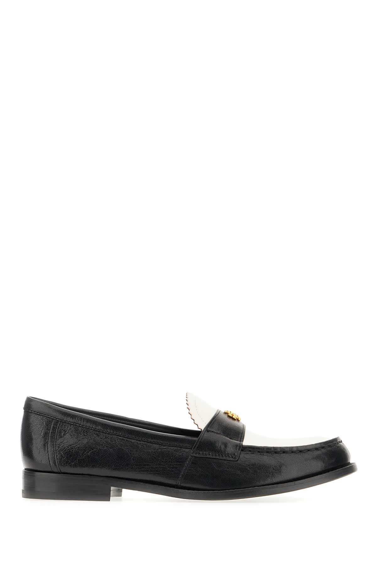 Tory Burch Black Leather Loafers In Perfect Black New Ivory