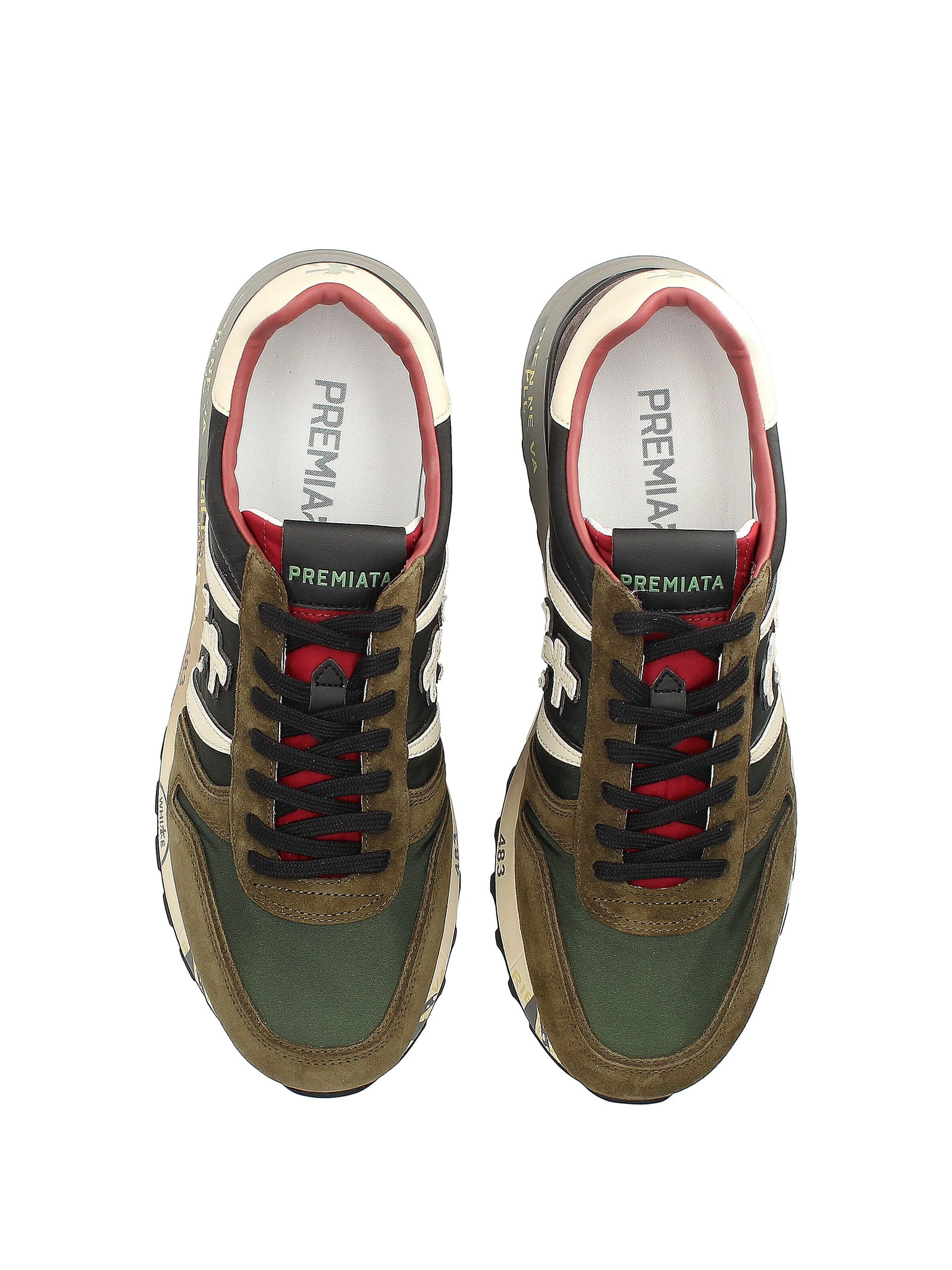 Shop White Premiata Sneaker Lander 6905 Green Men In Verde