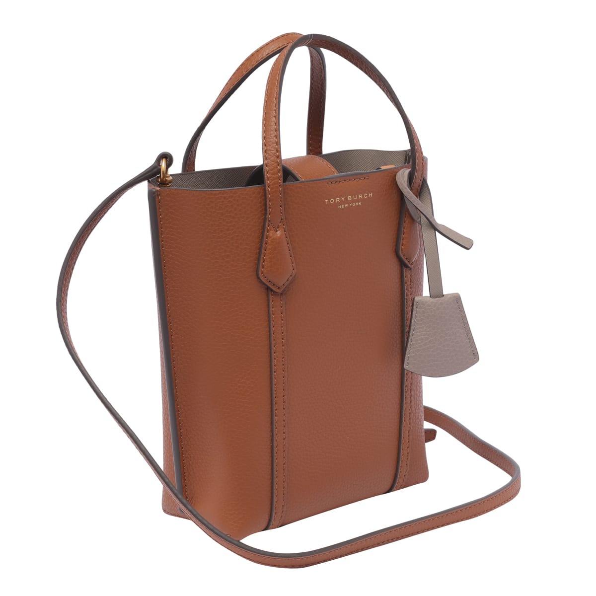 Shop Tory Burch Mini Perry Handbag In Brown