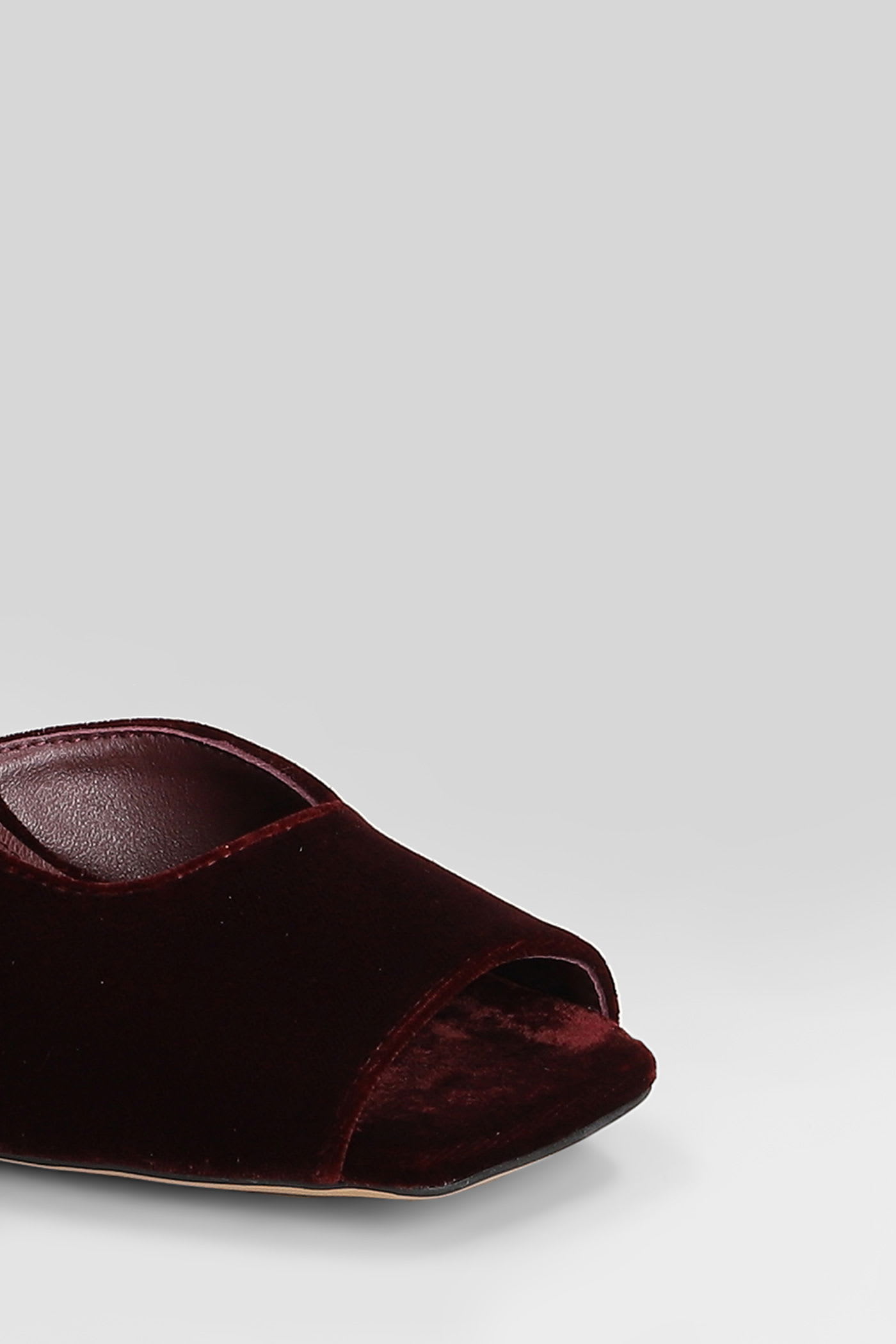 Lola Cruz Sandals In Bordeaux Velvet In Burgundy