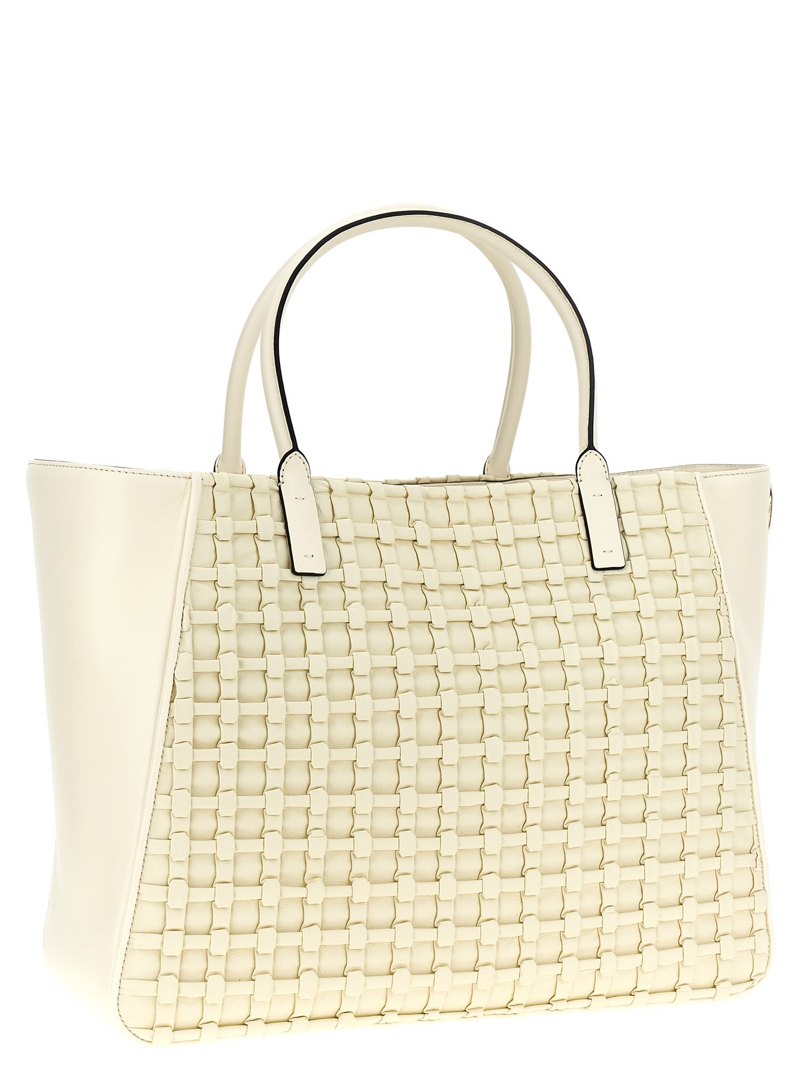 Shop Valentino Garavani Vlogo Side Shopping Bag In White