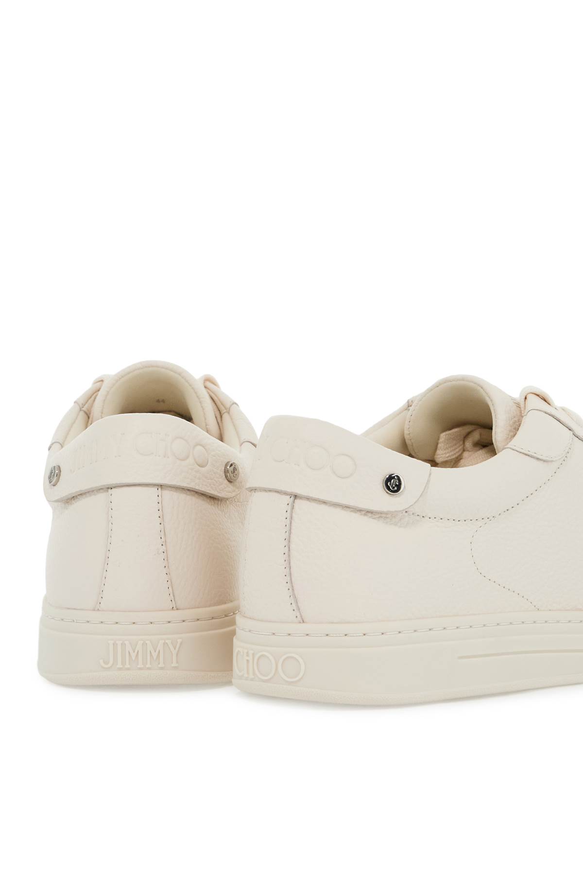 Shop Jimmy Choo Hammered Leather Rome Sneakers In V Latte (white)