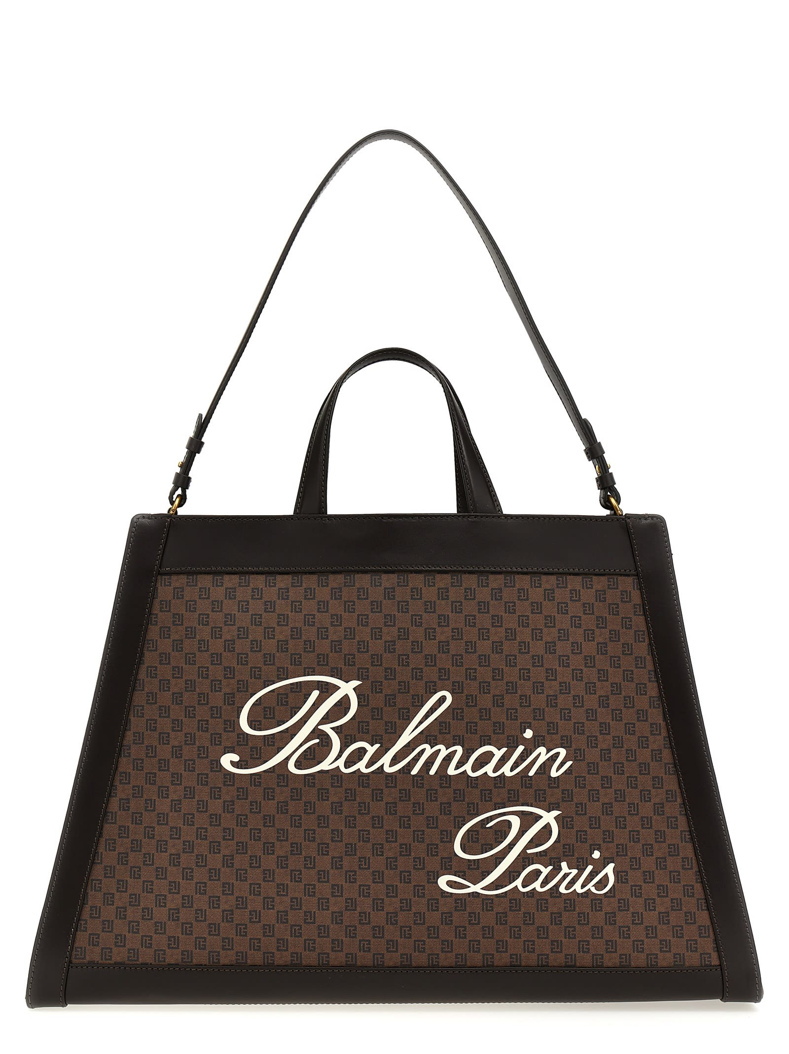 Shop Balmain Oliviers Cabas Shopping Bag In Brown