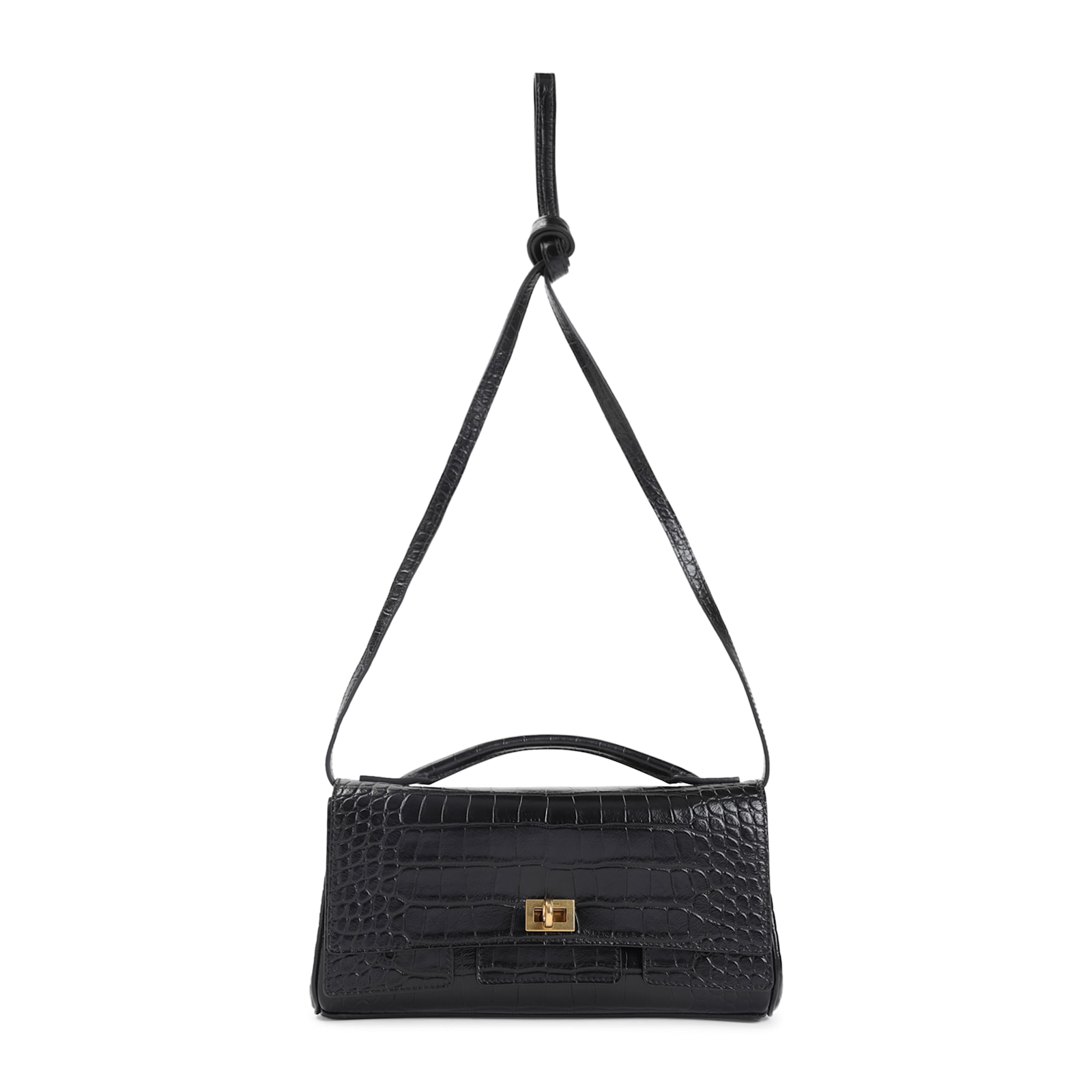 Balenciaga Bel Air Small Clutch With Shoulder Strap In Black