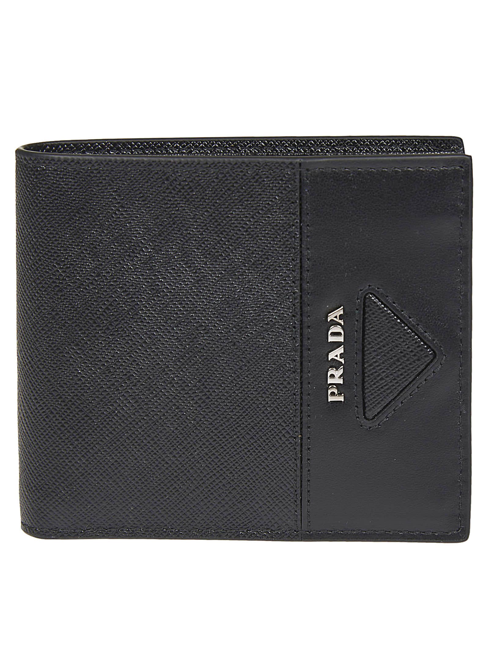 Prada Logo Billfold Wallet In Black