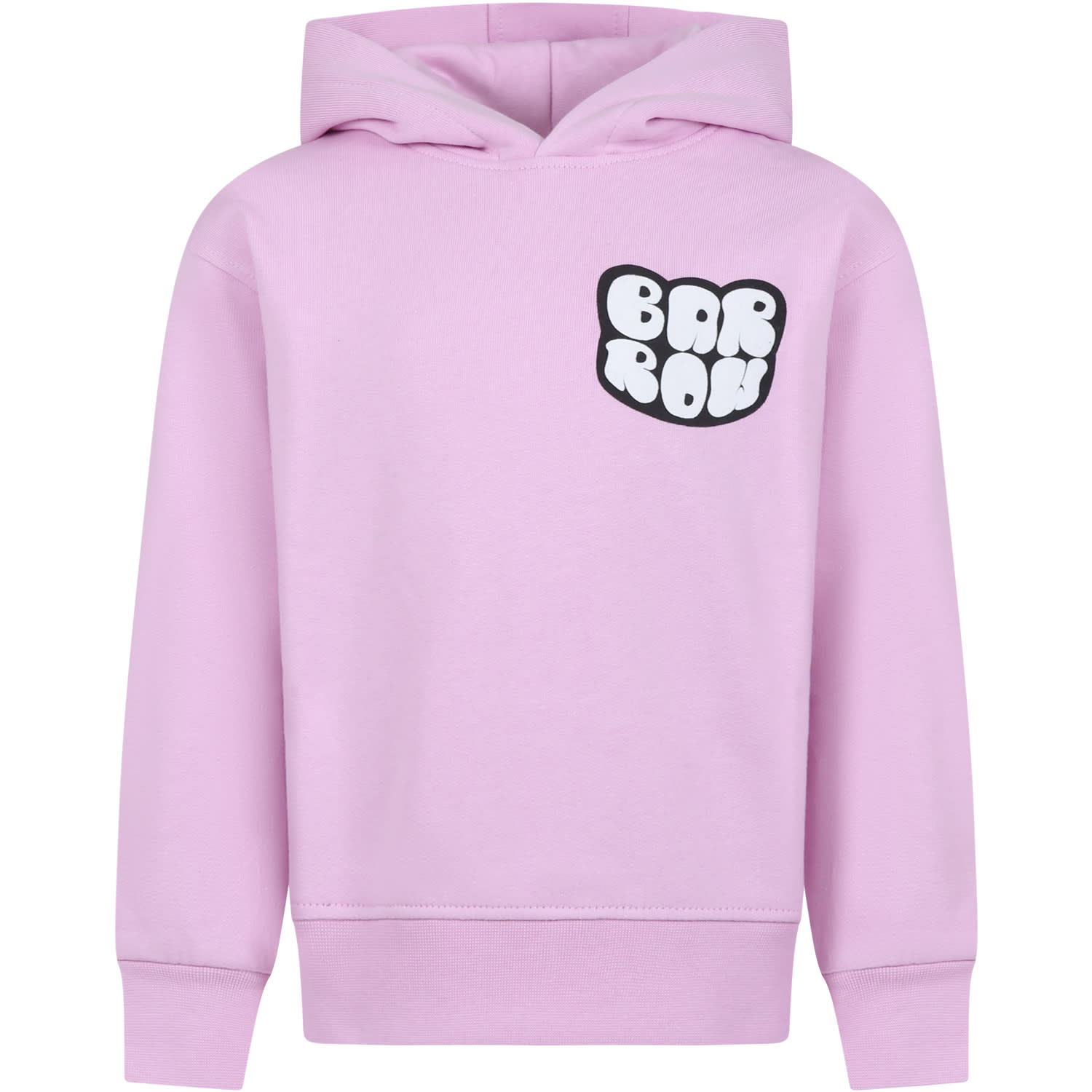 Shop Barrow Pink Sweatshirt For Kids With Logo And Print In Rosa