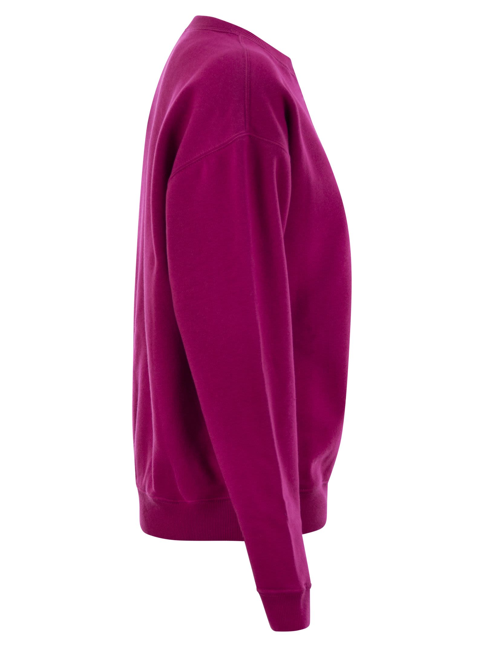 Shop Polo Ralph Lauren Crewneck Sweatshirt In Fuchsia