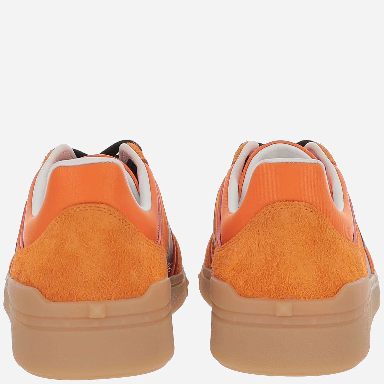 Valentino Upvillage Leather And Nylon Low Top Sneaker In Pumpkin/nero/coral Red