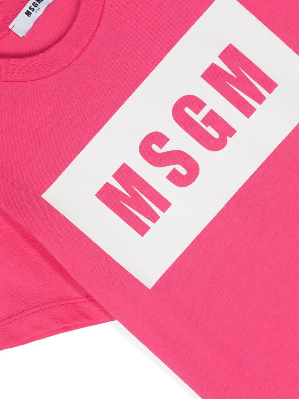 Shop Msgm T-shirt Con Logo In Fucsia