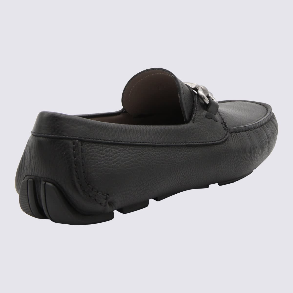 Ferragamo Gancini Driver Loafers In Black