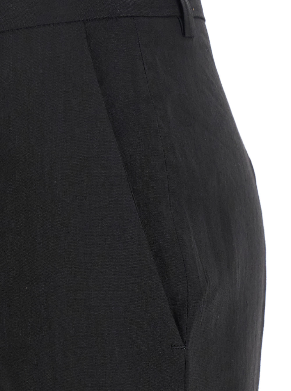 TELA BLACK PANTS WITH BELT LOOPS IN LINEN AND VISCOSE BLEND WOMAN