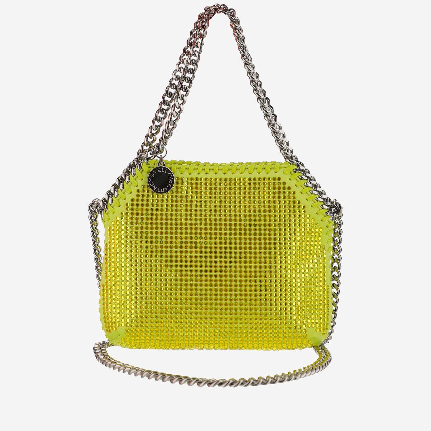 Shop Stella Mccartney Mini Shoulder Bag With All-over Crystals In Oxide Yellow