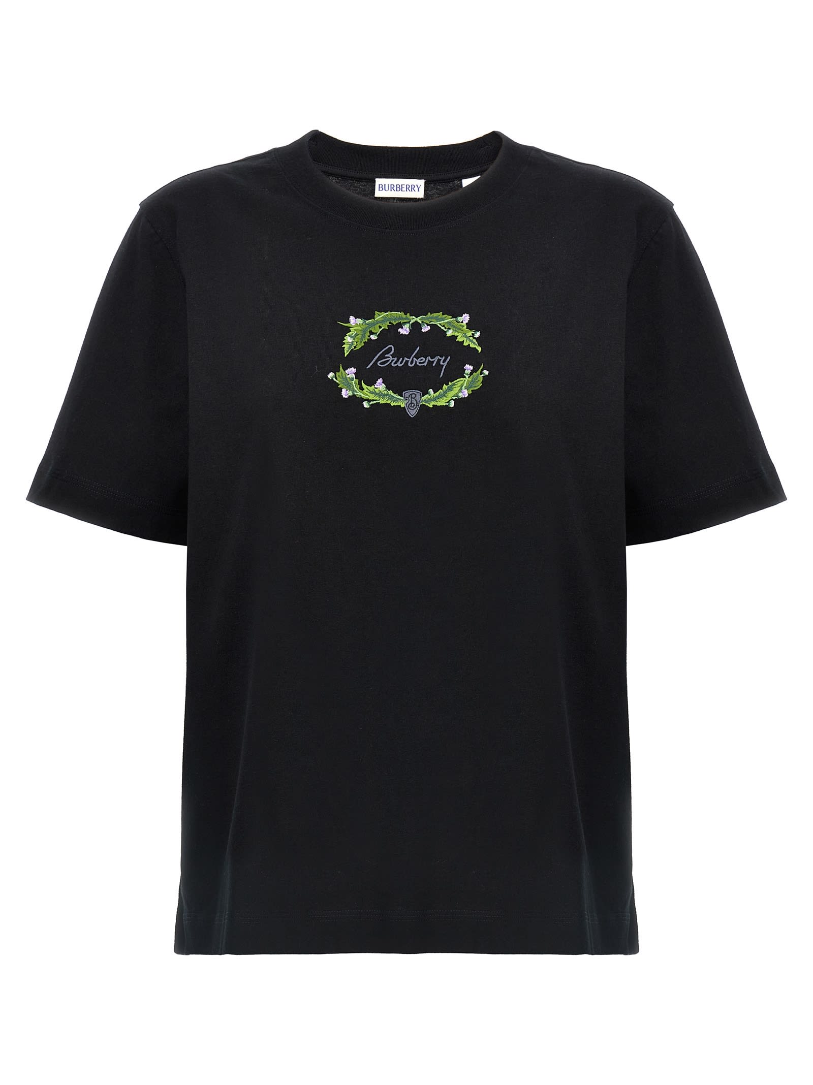 Shop Burberry Logo Embroidery T-shirt In Black