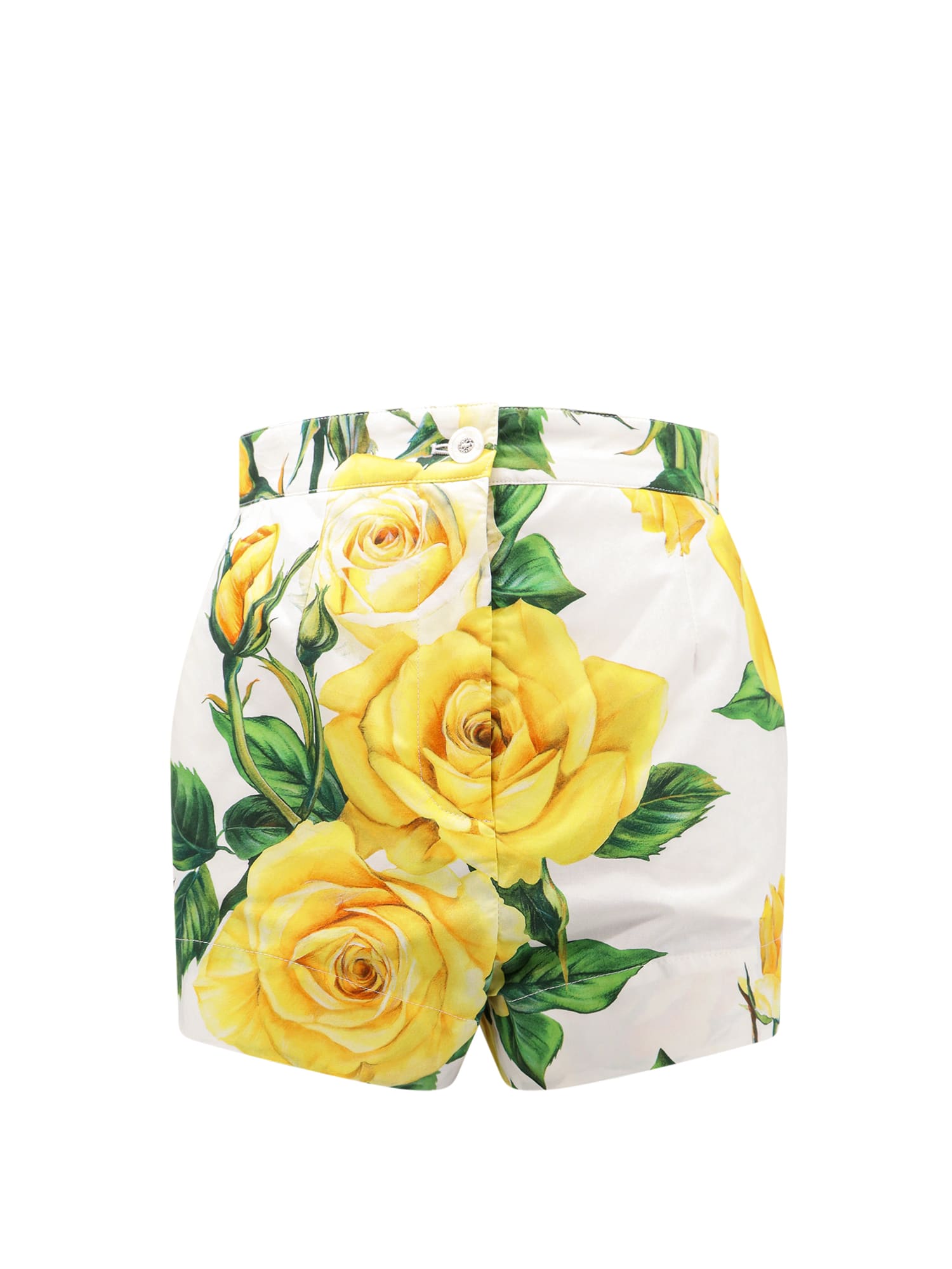 Shop Dolce & Gabbana Shorts In Vo Rose Gialle Bianco