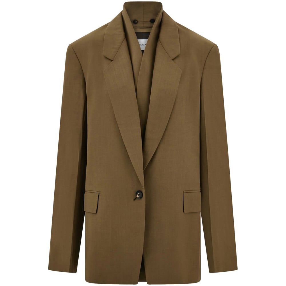 Ferragamo Khaki Single Breasted Blazer In Brown