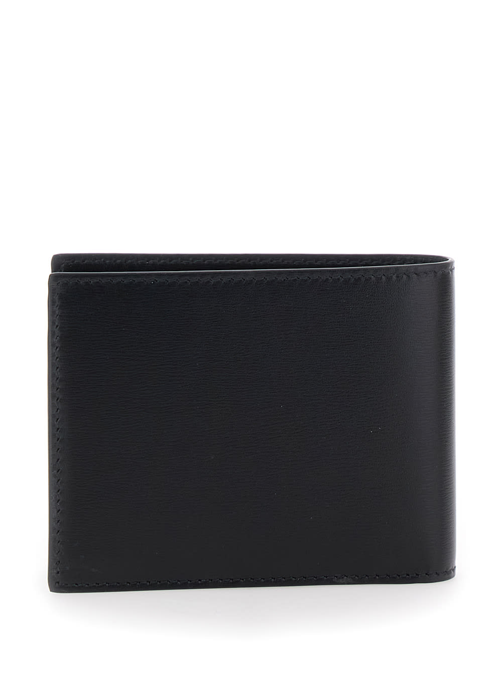 Ferragamo Florence Black Bi-fold Wallet With Logo Lettering On The Front In Leather Man In Black