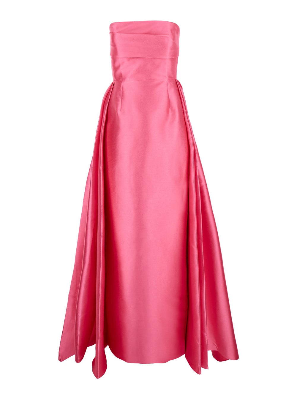 Shop Solace London Tiffany Long Pink Dress With Pleated Detail And Train In Satin Woman