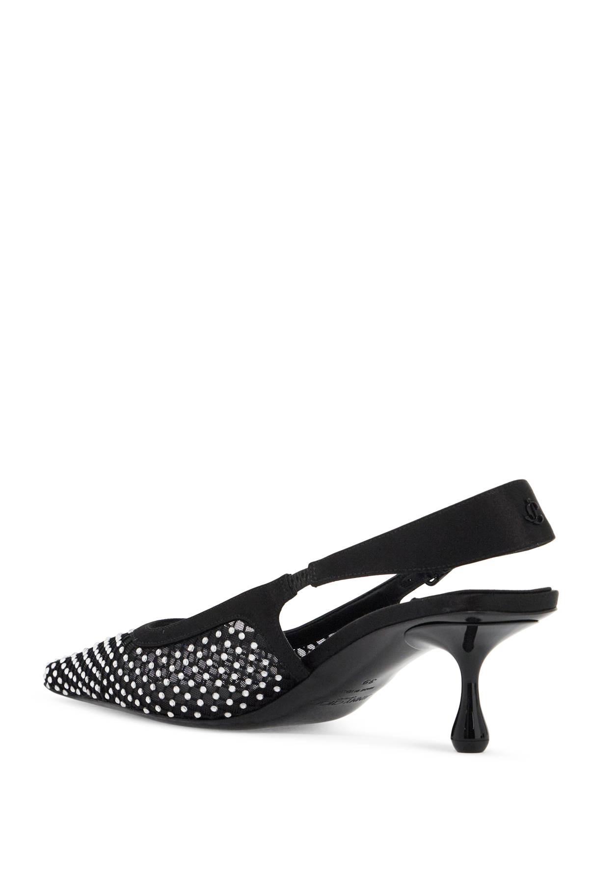 Shop Jimmy Choo Mesh And Satin Slingback Amel 50 Dã©col In Black Crystal (black)