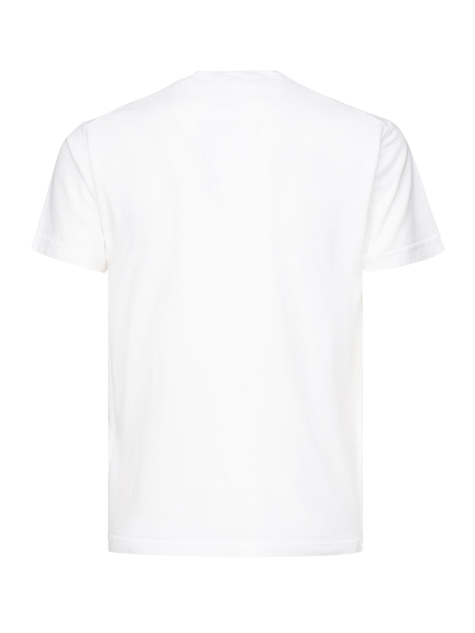 Stone Island Compass Logo Patch Organic Cotton Pocket T-shirt In White