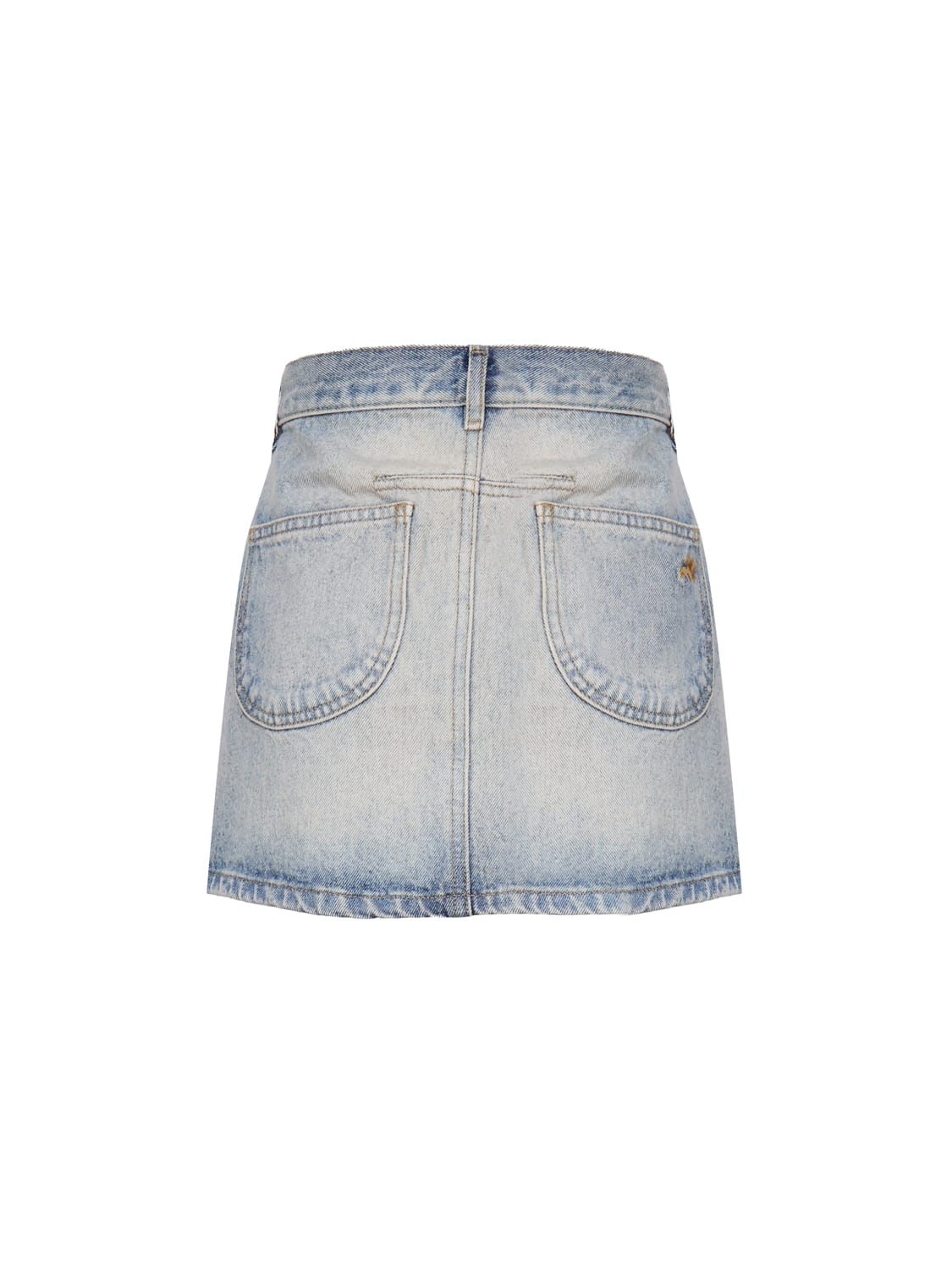 Shop Courrèges Minigonna In Denim Di Cotone In Light Blue Wash