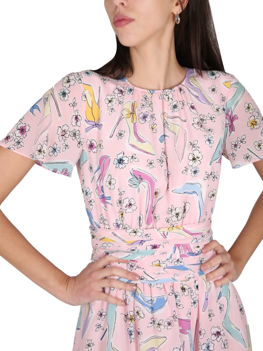Boutique Moschino Floral-print Long-sleeved Mini Dress In Pink