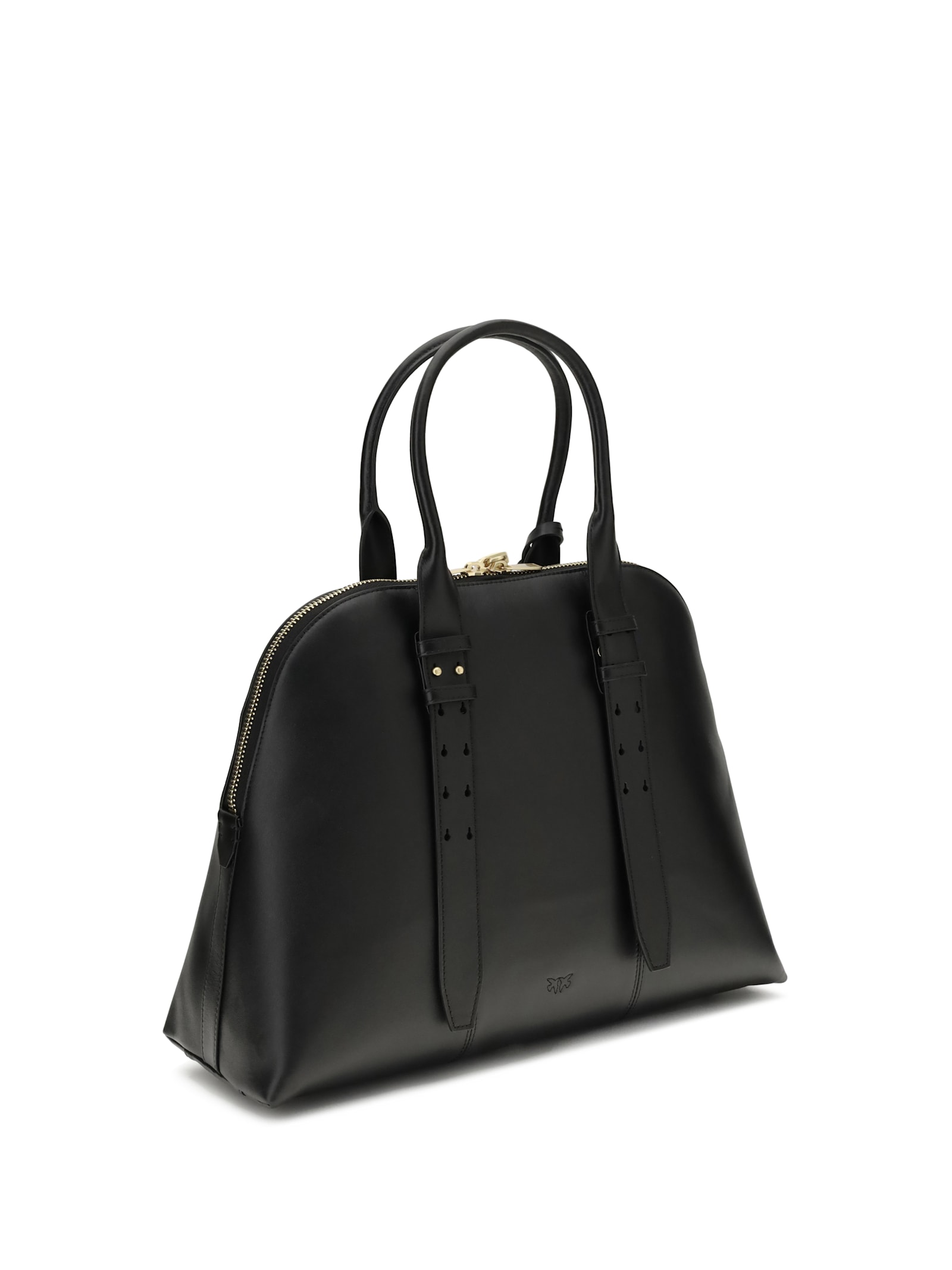 Pinko Escape Bag Maxi Leather Bowling Bag In Black