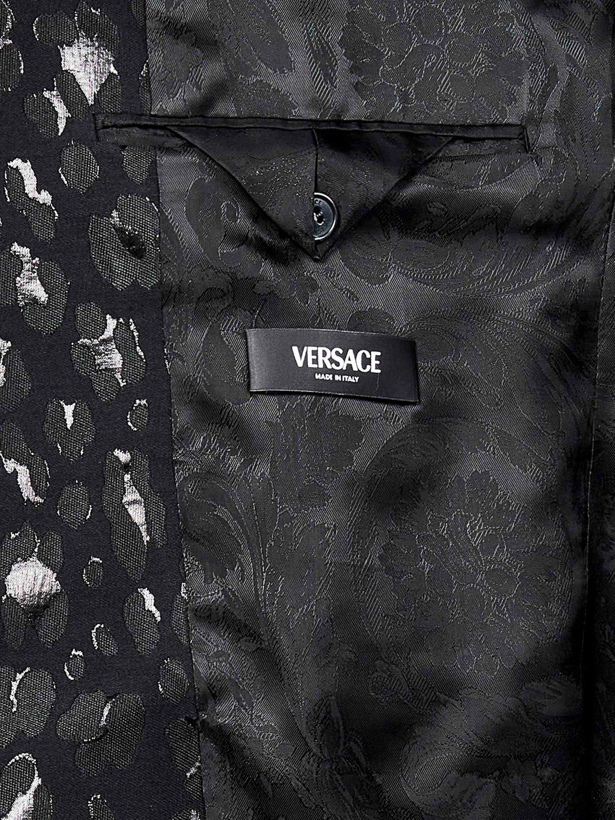 Shop Versace Pattern-printed Single-breasted Tailored Blazer In Black