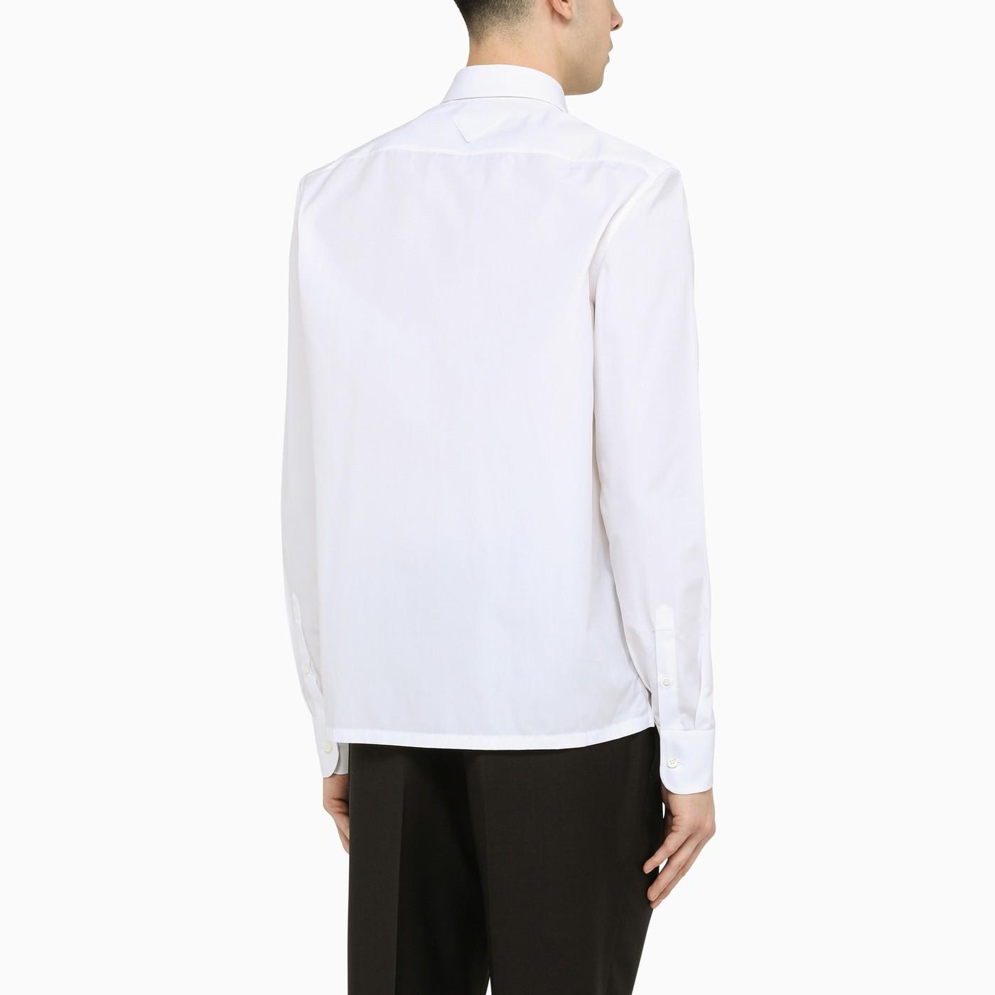 Shop Prada Classic Poplin White Shirt In Bianco