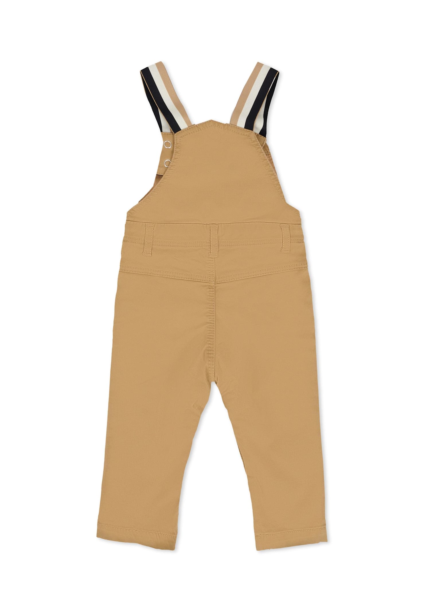 Hugo Boss Beige Dungarees For Baby Boy With Patch In Brown