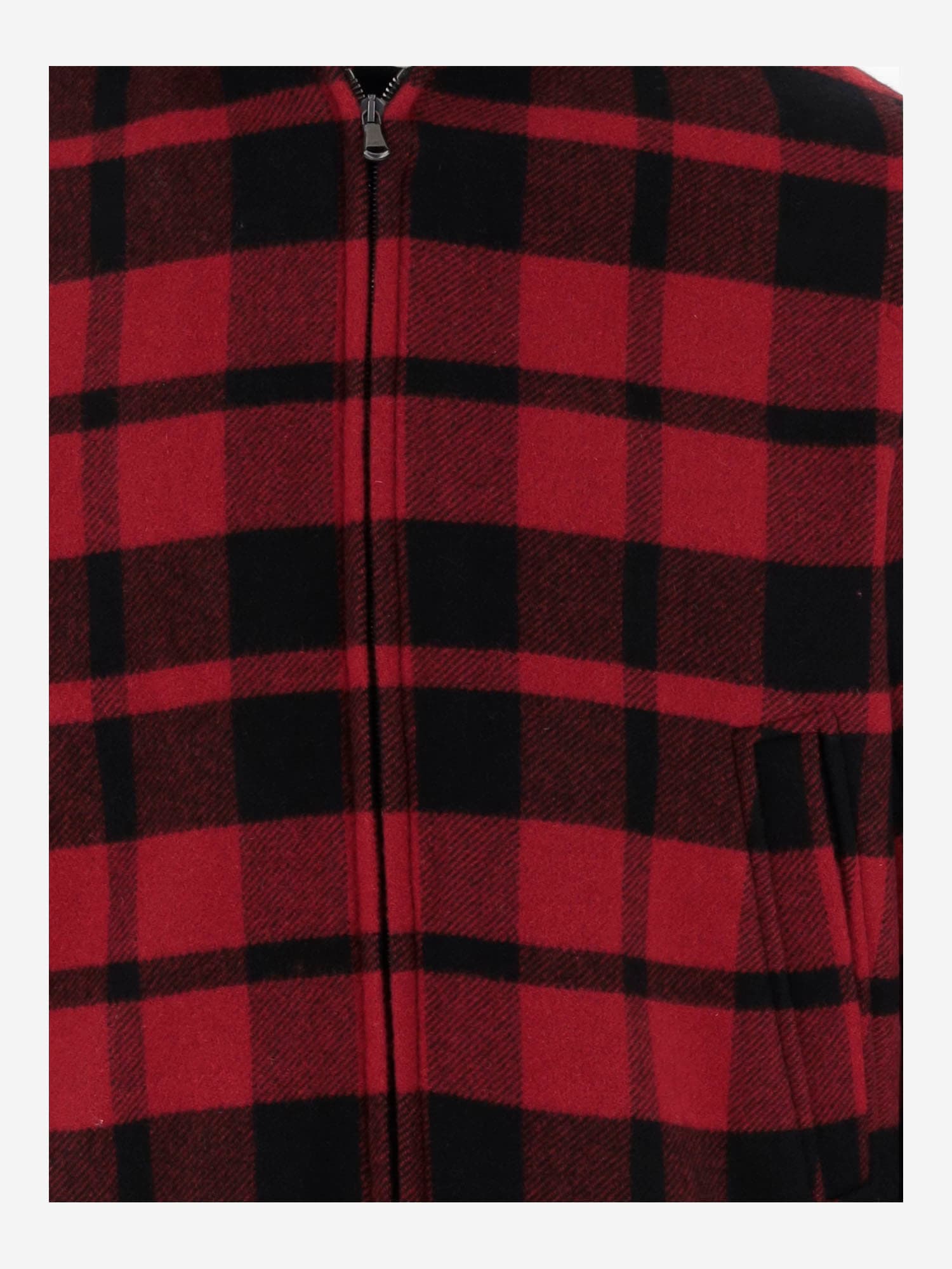 Shop Woolrich Wool Blend Bomber Jacket With Check Pattern By Todd Snyder In Red