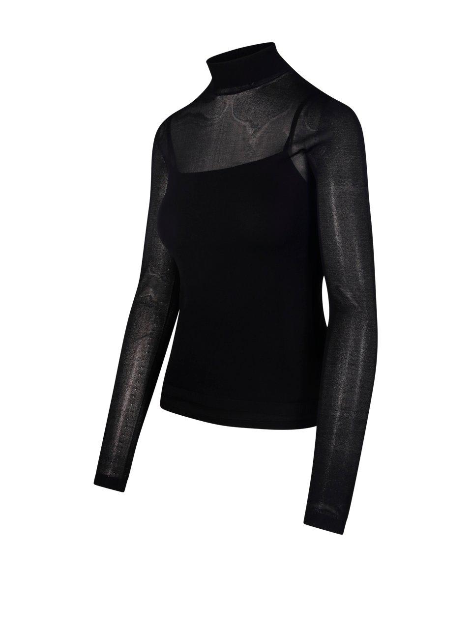Shop Max Mara High Neck Long-sleeved Top In Nero