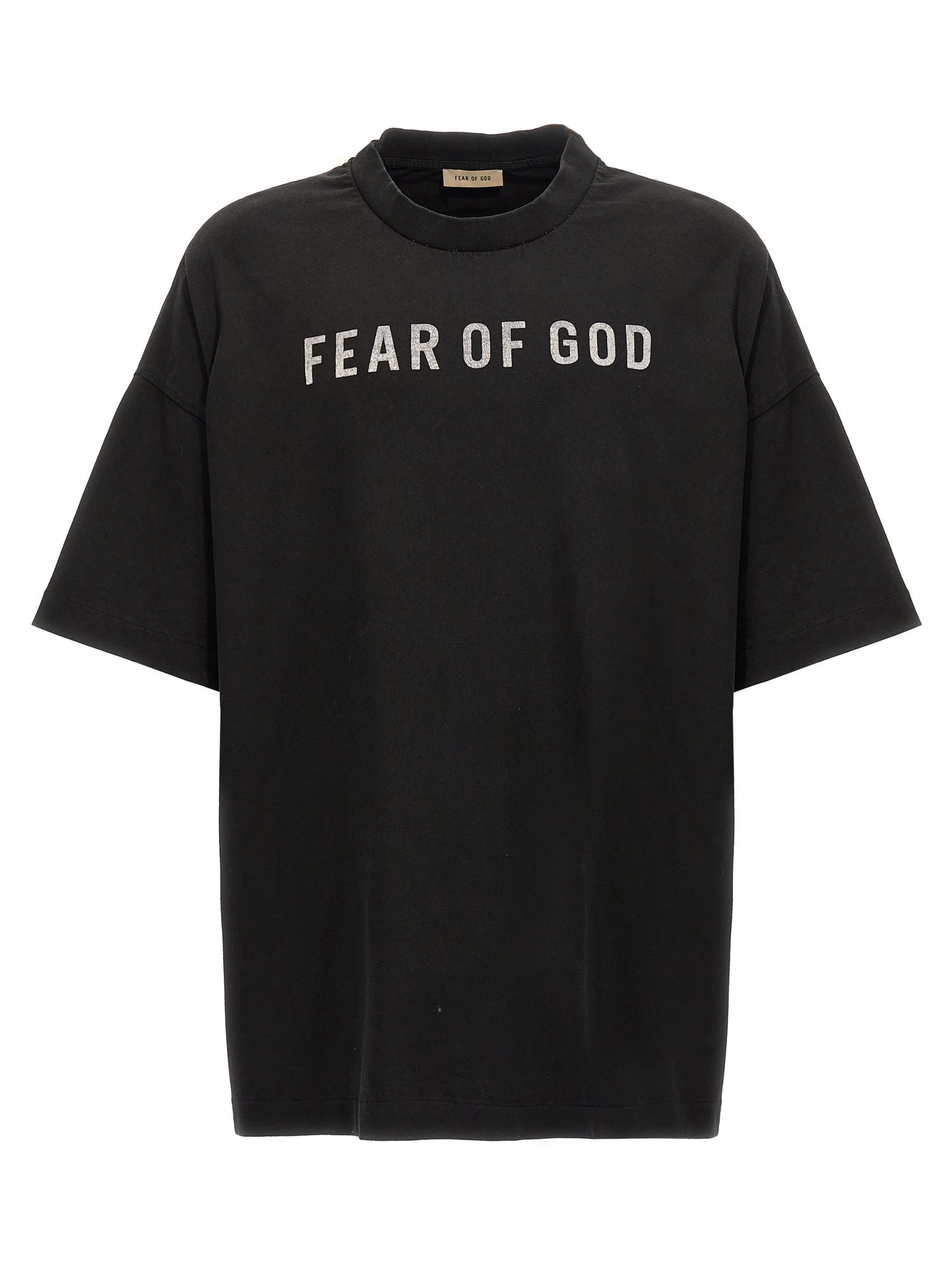 Shop Fear Of God Logo Print T-shirt In Black