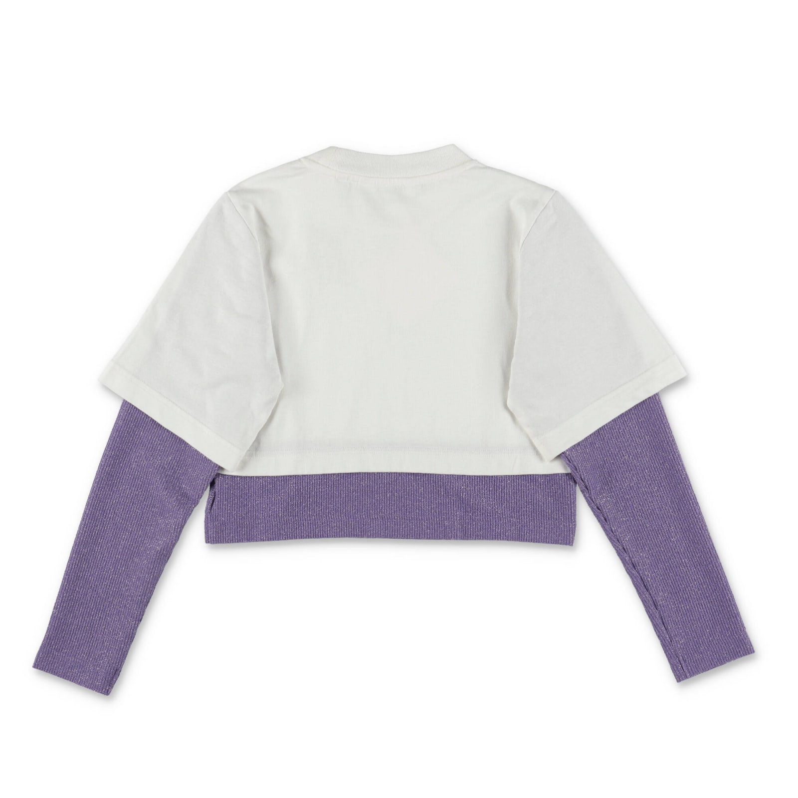 Shop Palm Angels T-shirt Bianca Effetto Sovrapposto In Jersey Di Cotone Bambina In Bianco