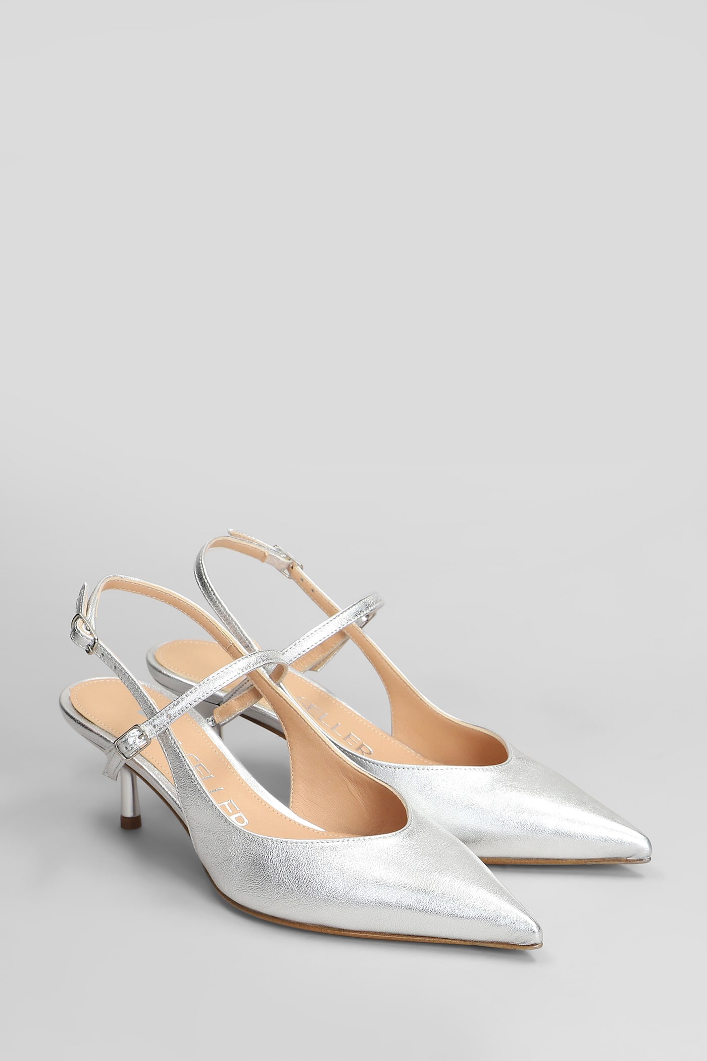 The Seller Pumps In Silver Leather In Silver
