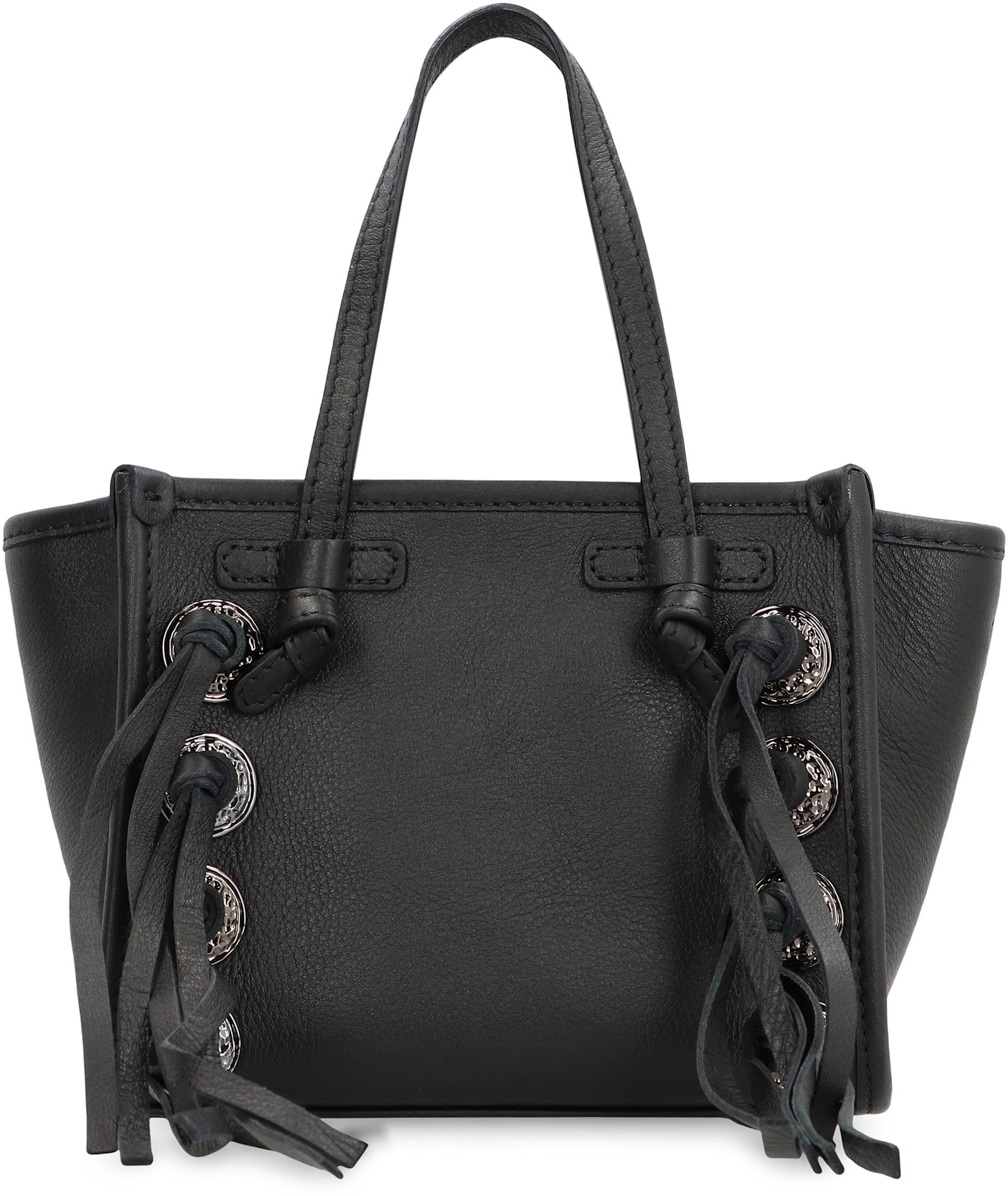 Gianni Chiarini Miss Marcella Black Leather Bag With Fringes In Black