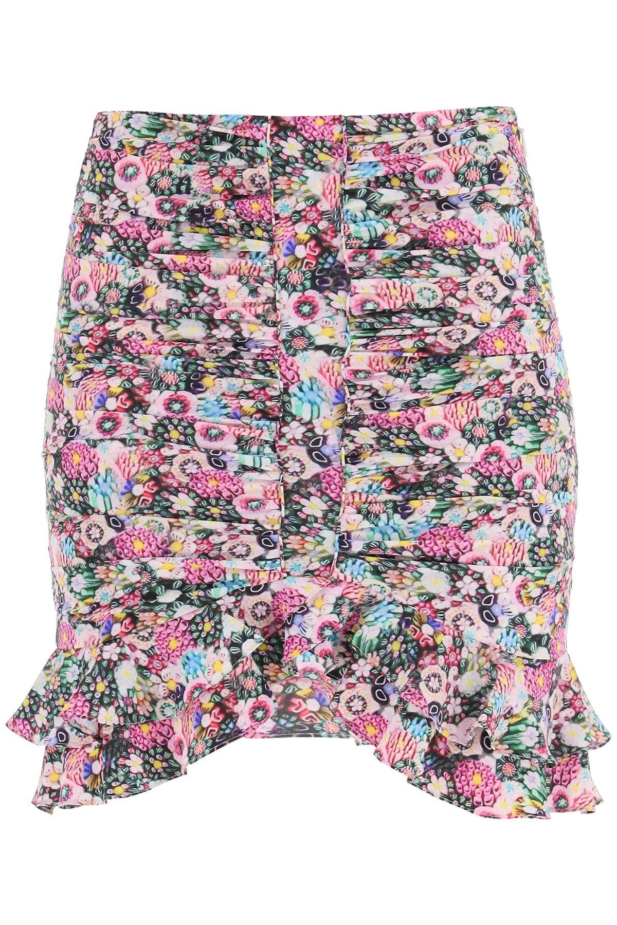 Shop Isabel Marant Milendi Mini Skirt In Stretch Silk In Multicolour