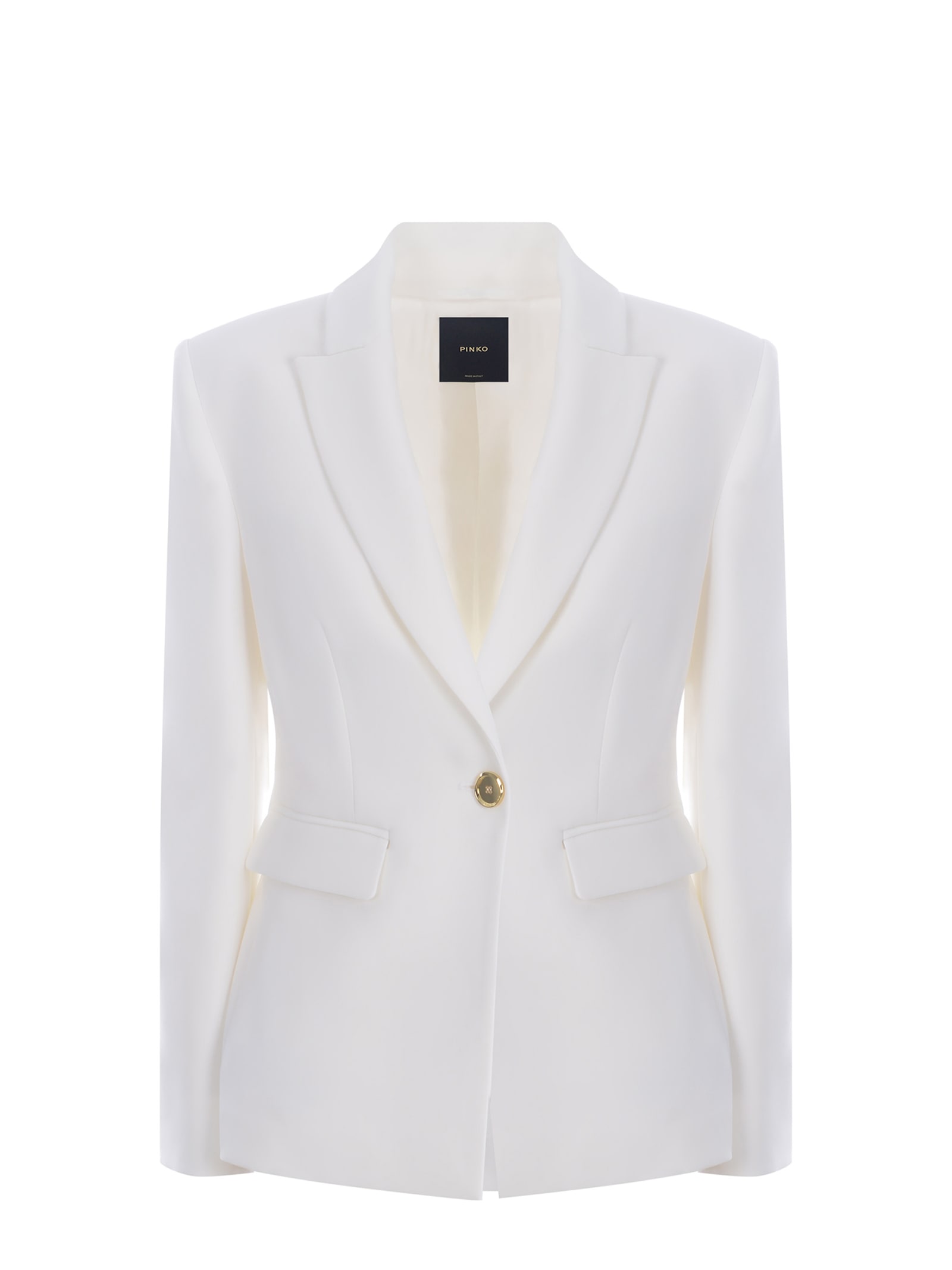 Pinko Single-breasted Jacket  Humahuaca Made Of Stretch Crêpe In White