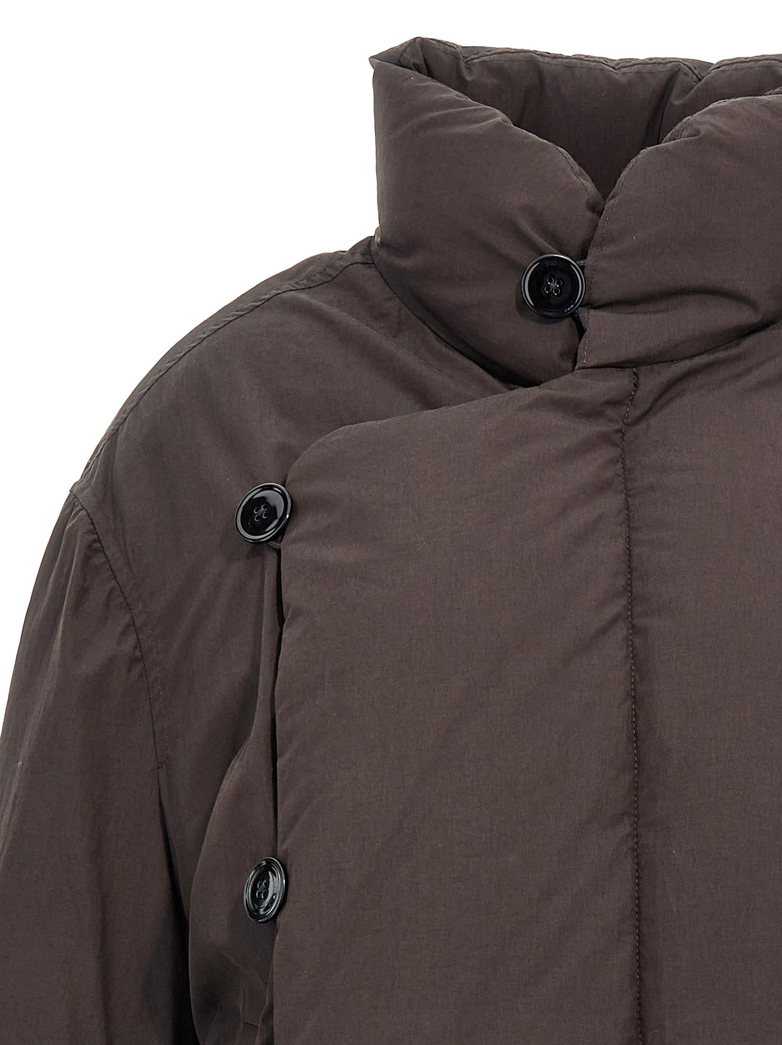 Shop Lemaire Long Down Jacket In Brown