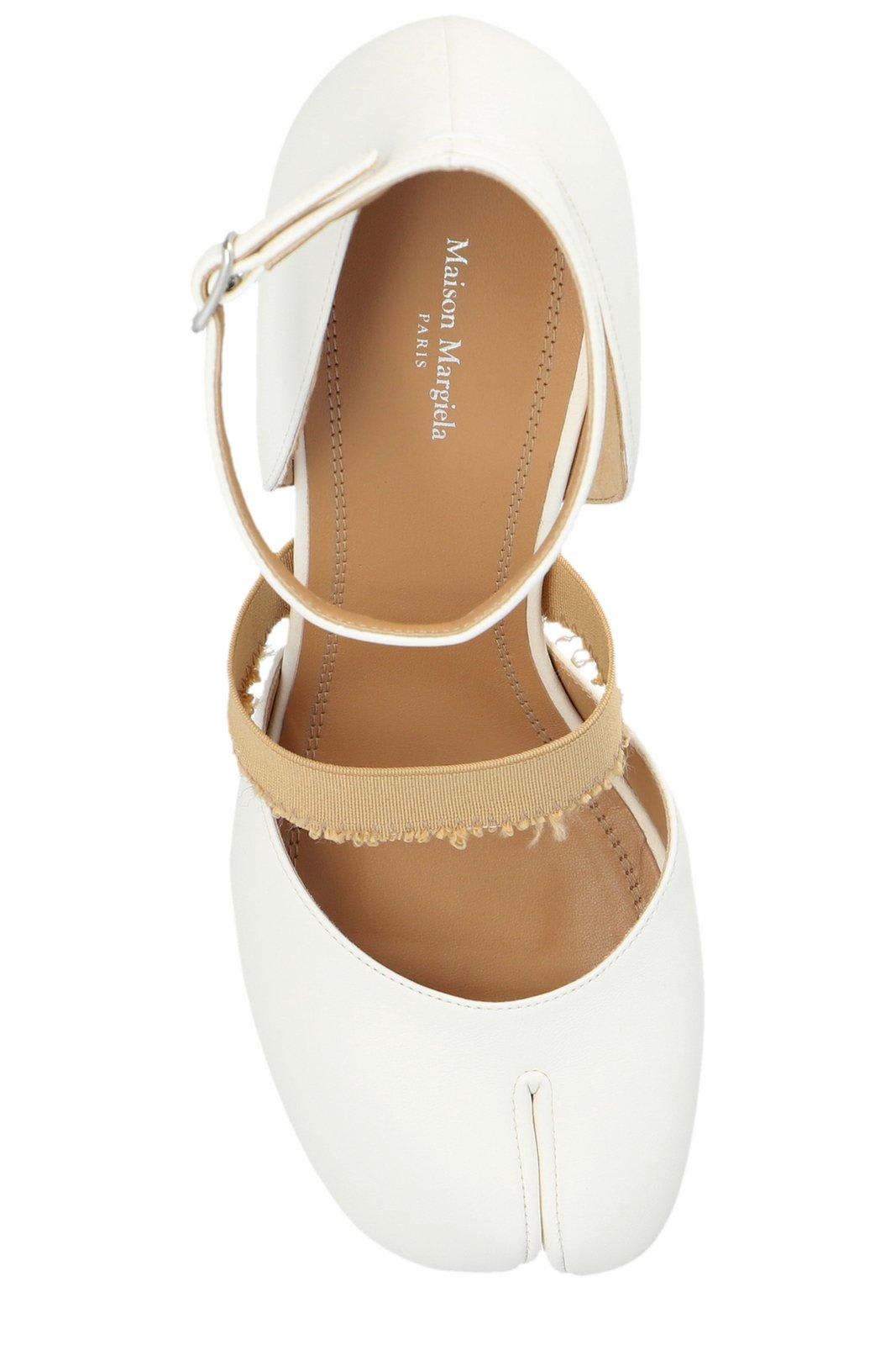 Shop Maison Margiela Tabi Toe Block Heel Pumps In White