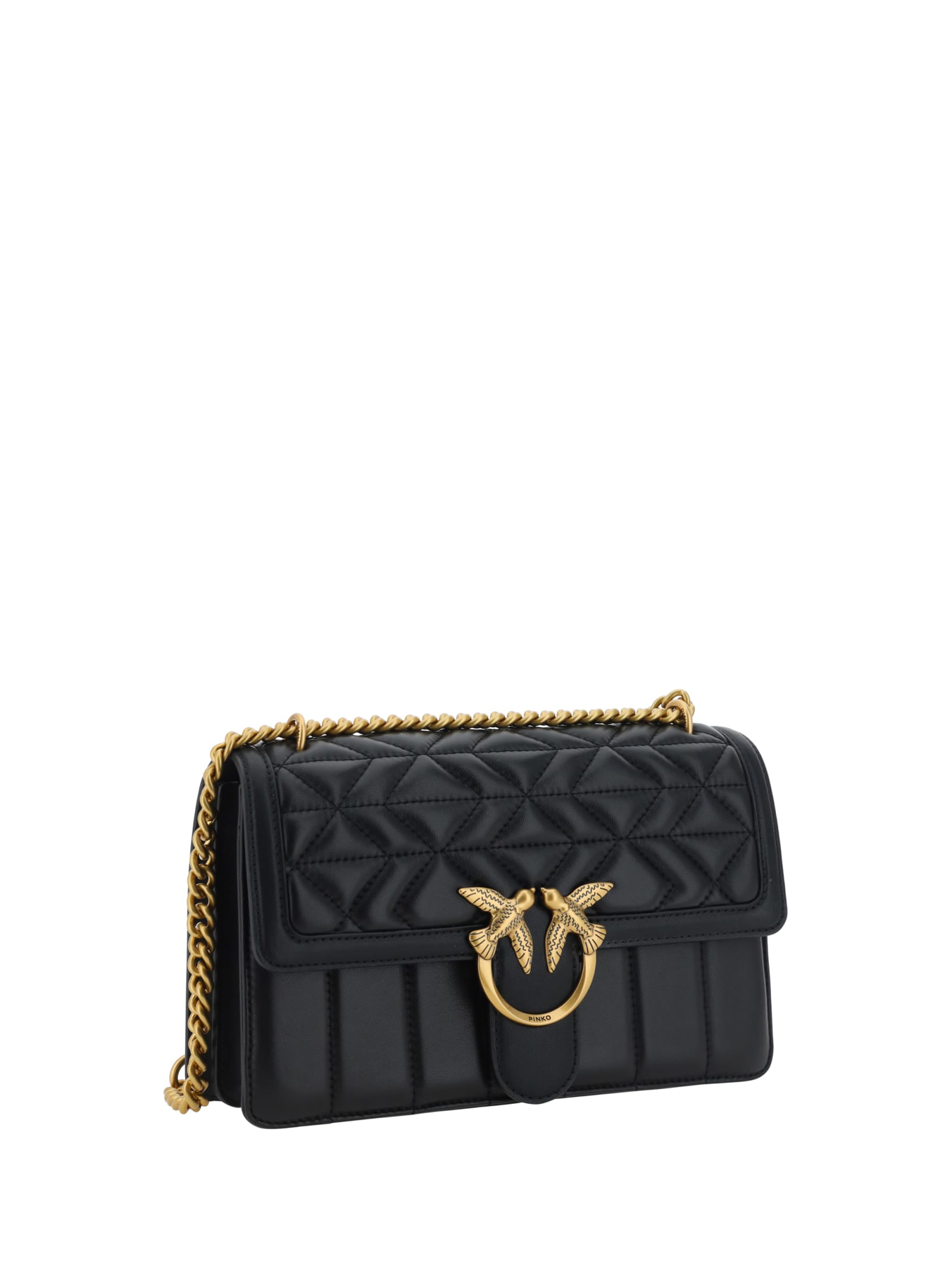 Shop Pinko Love Shoulder Bag In Nero-antique Gold