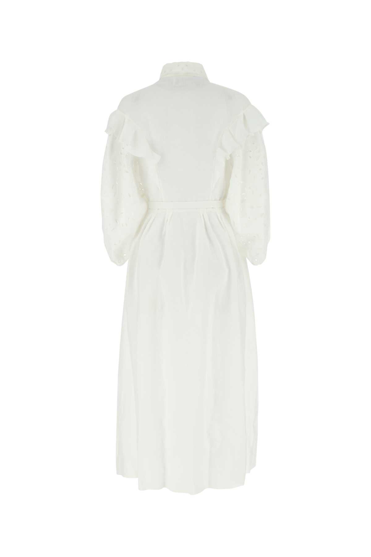 Chloé White Linen Dress In 107